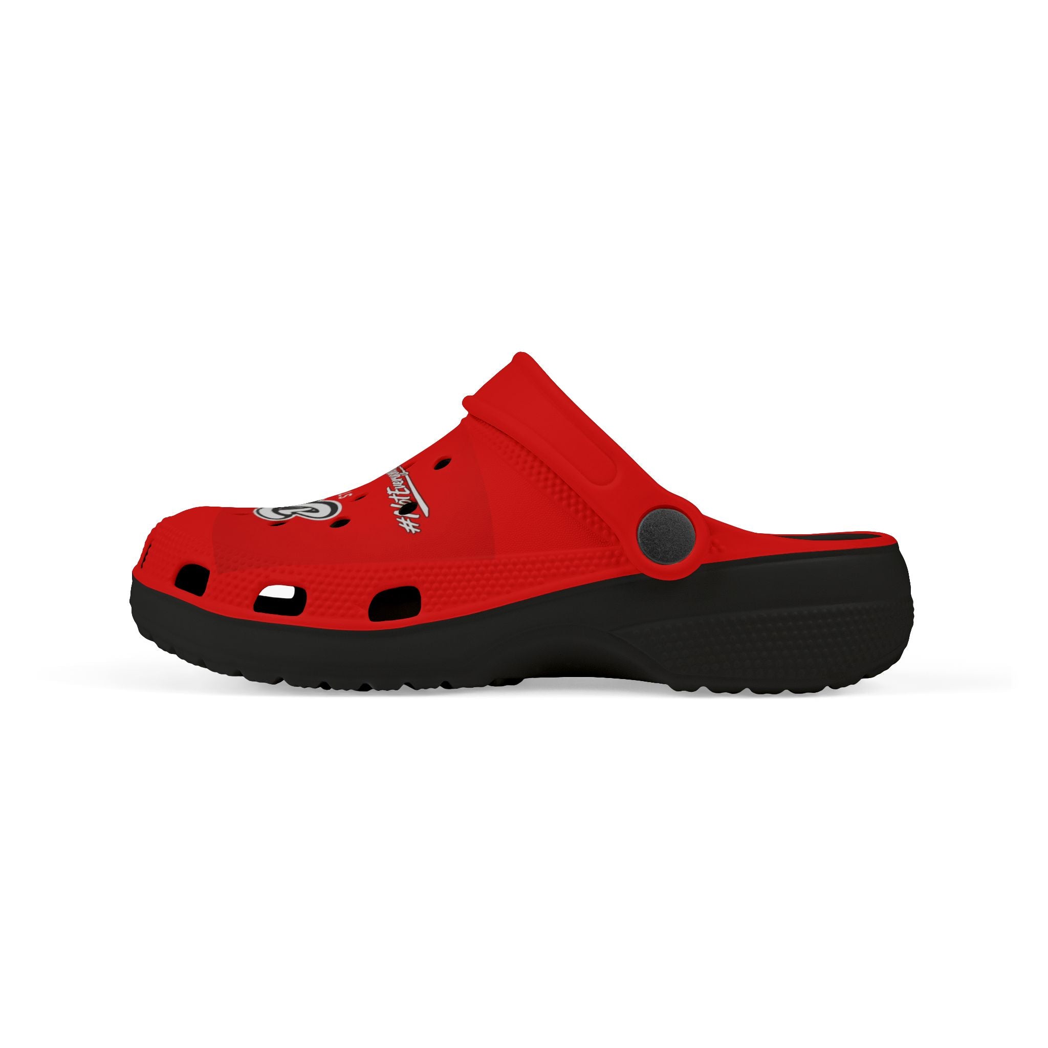 Kids Red Streetwear EVA Foam Clogs — 'Delux' Graphic Slip-On Sandals