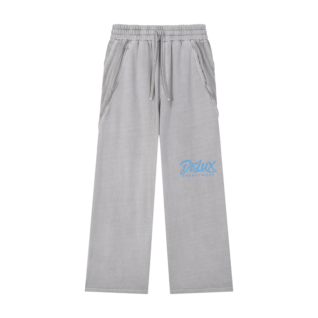 DeLuX Snow Washed Tape Raw Edge Sweatpants