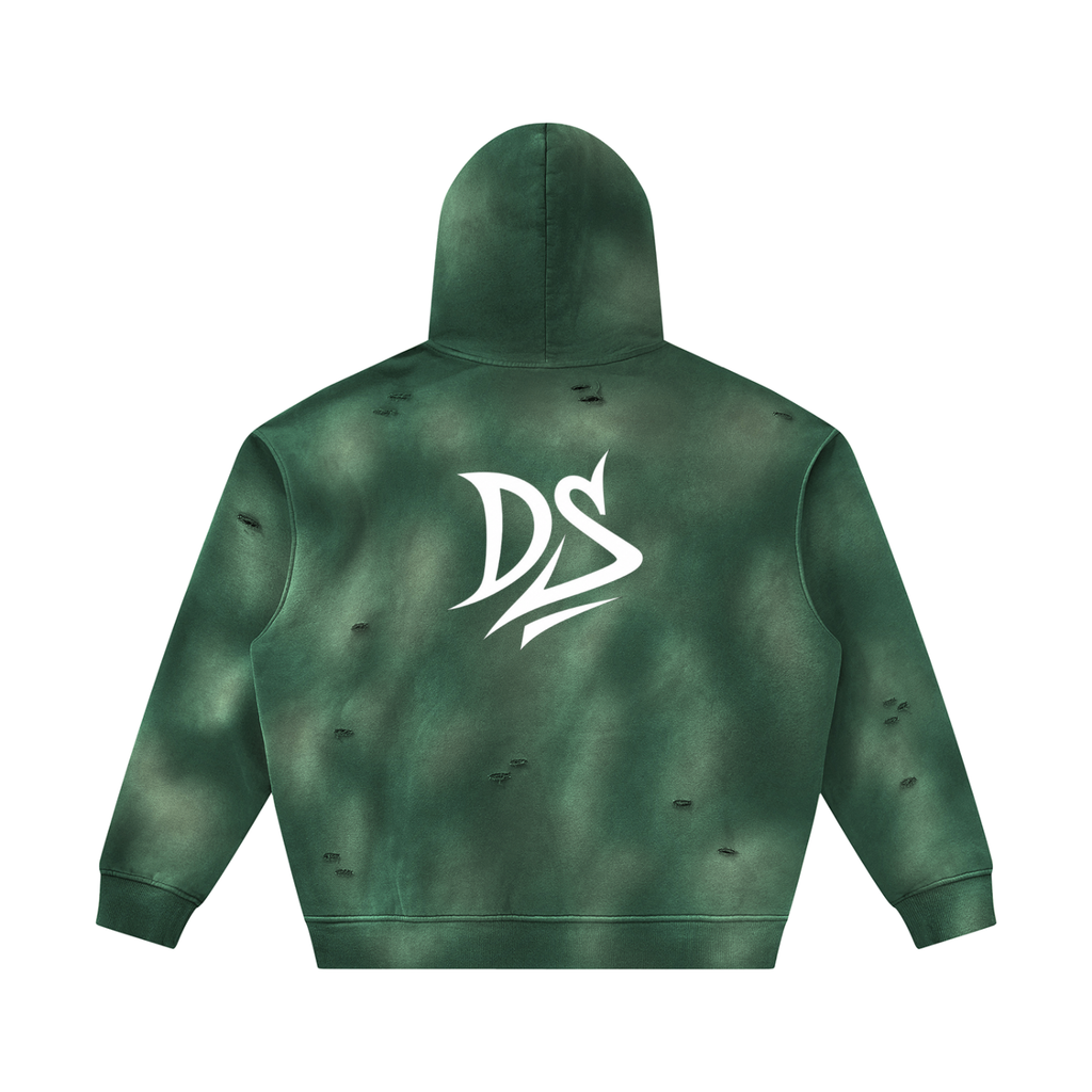 Unisex Sunfade Frayed Fleece Hoodie