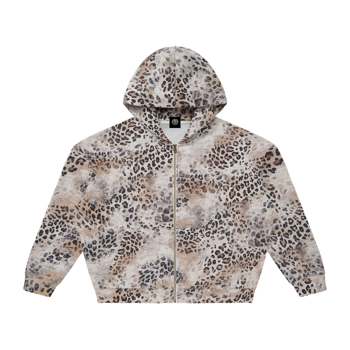 DeLuX  Vintage Wash Leopard Full Zip Hoodie