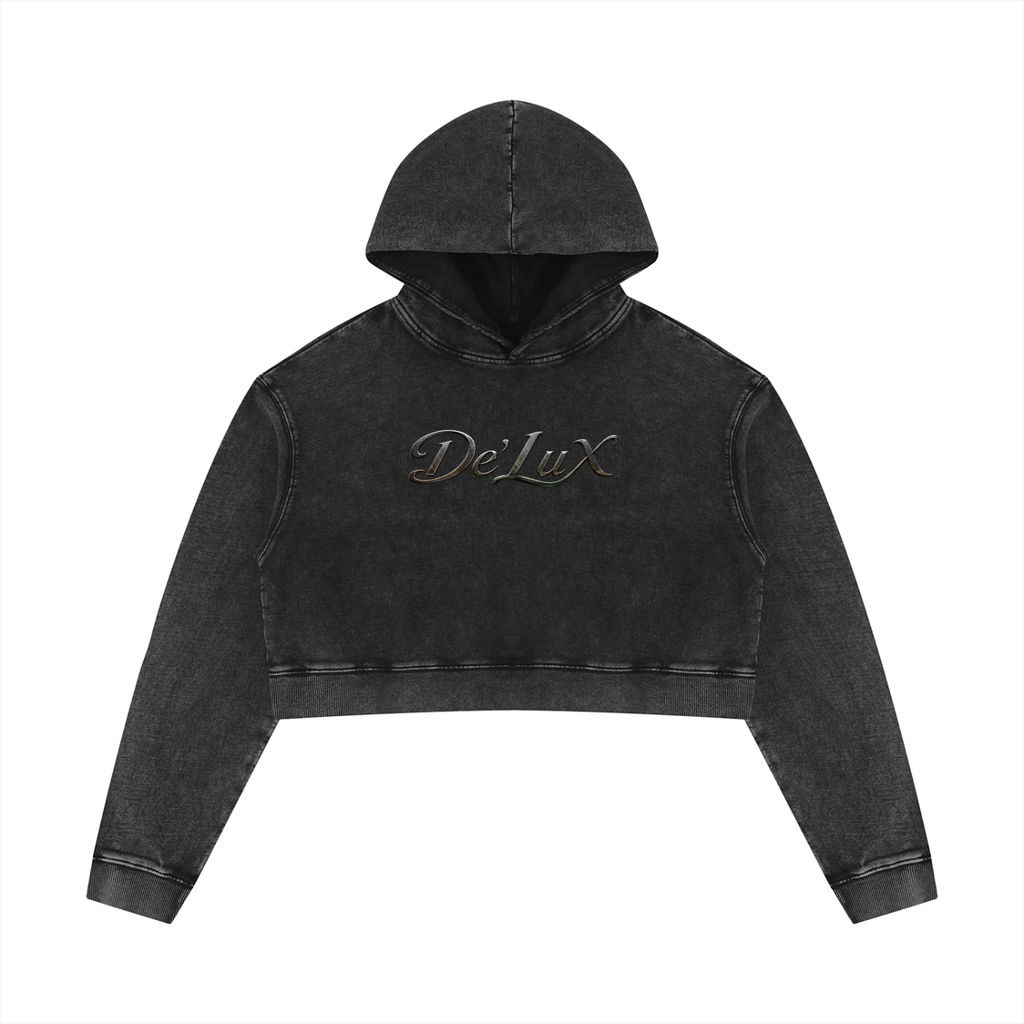 DeLuX Women’s Mineral Washed Crop Hoodie