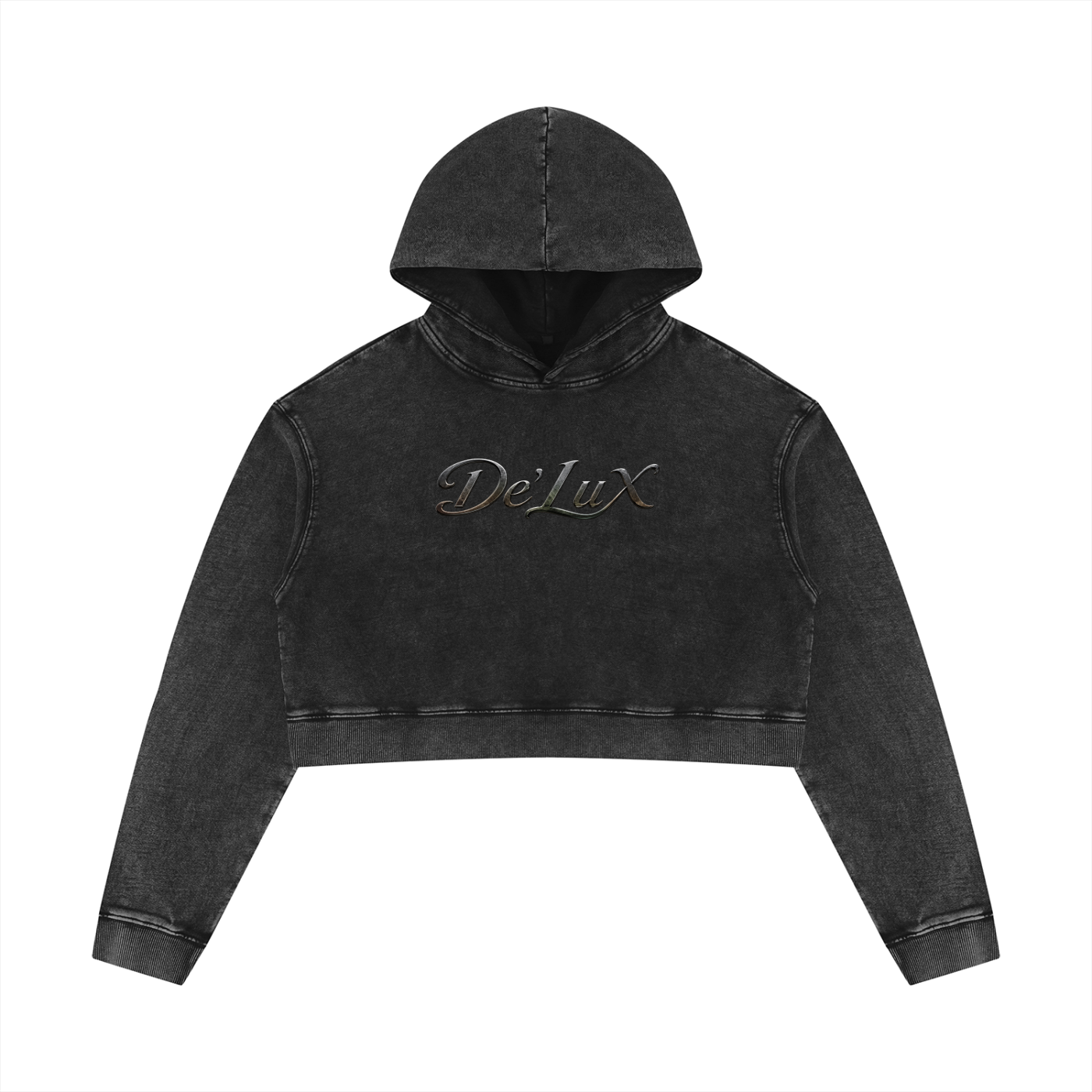 DeLuX Women’s Mineral Washed Crop Hoodie