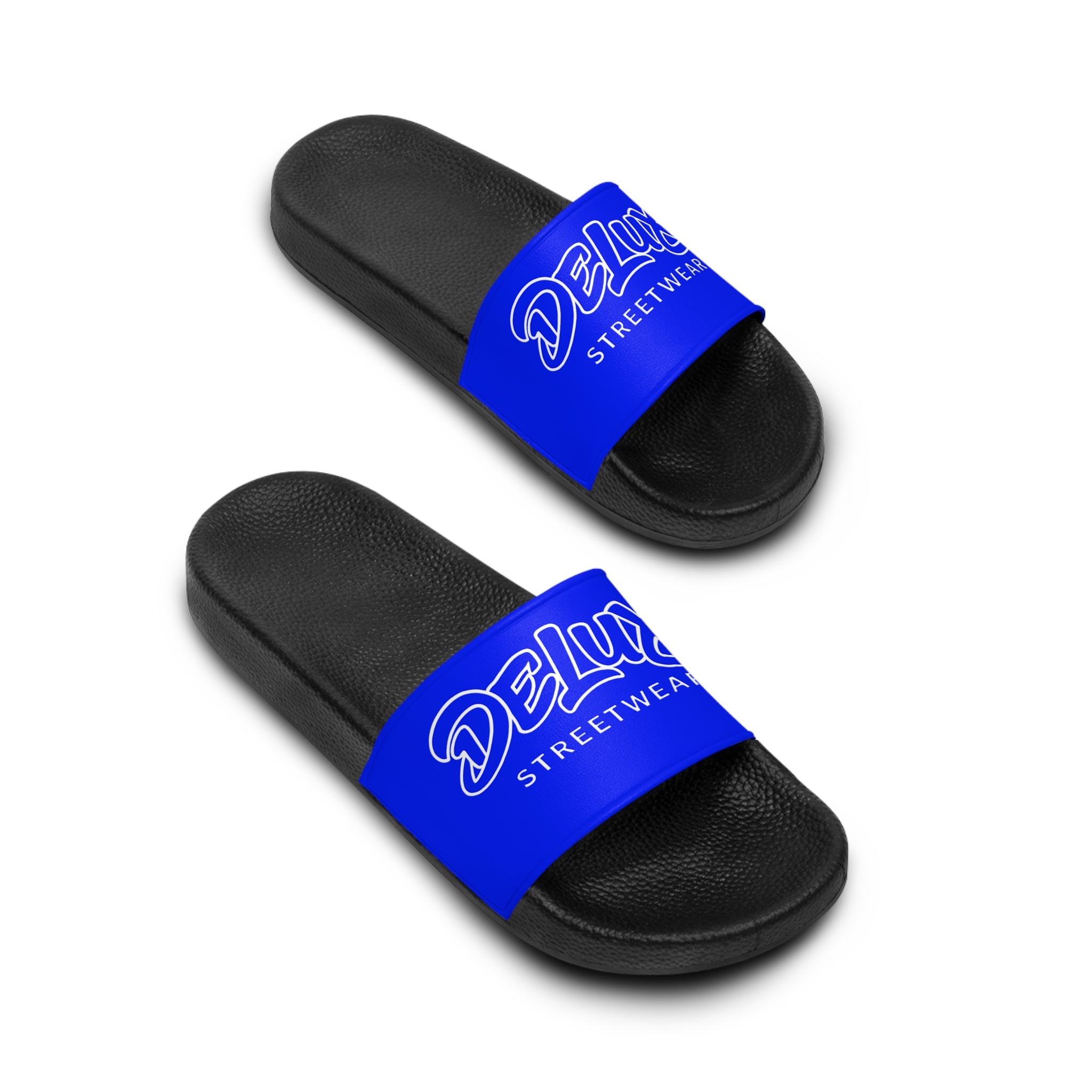Women's Slide Sandals — DELUX Streetwear Blue Logo Slides