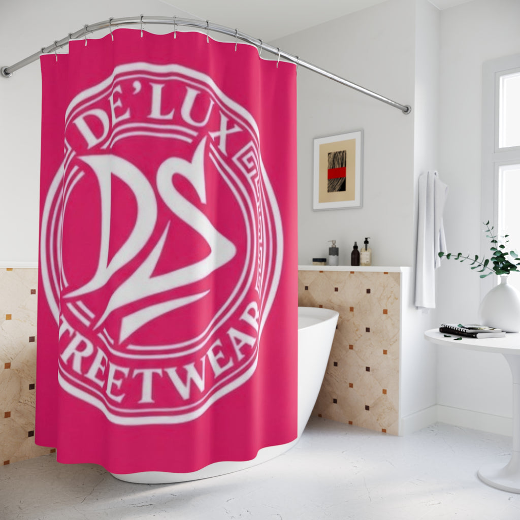 De'Lux Streetwear DS Logo Pink Shower Curtain – Bold Urban Bathroom Decor