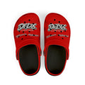 Kids Red Streetwear EVA Foam Clogs — 'Delux' Graphic Slip-On Sandals