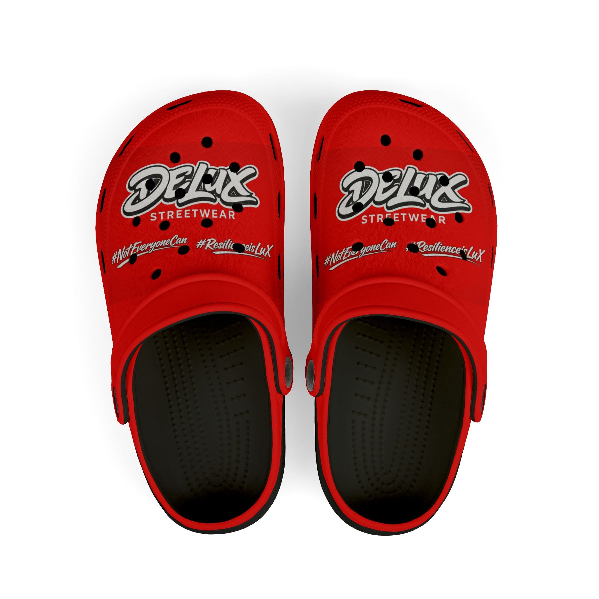 Kids Red Streetwear EVA Foam Clogs — 'Delux' Graphic Slip-On Sandals