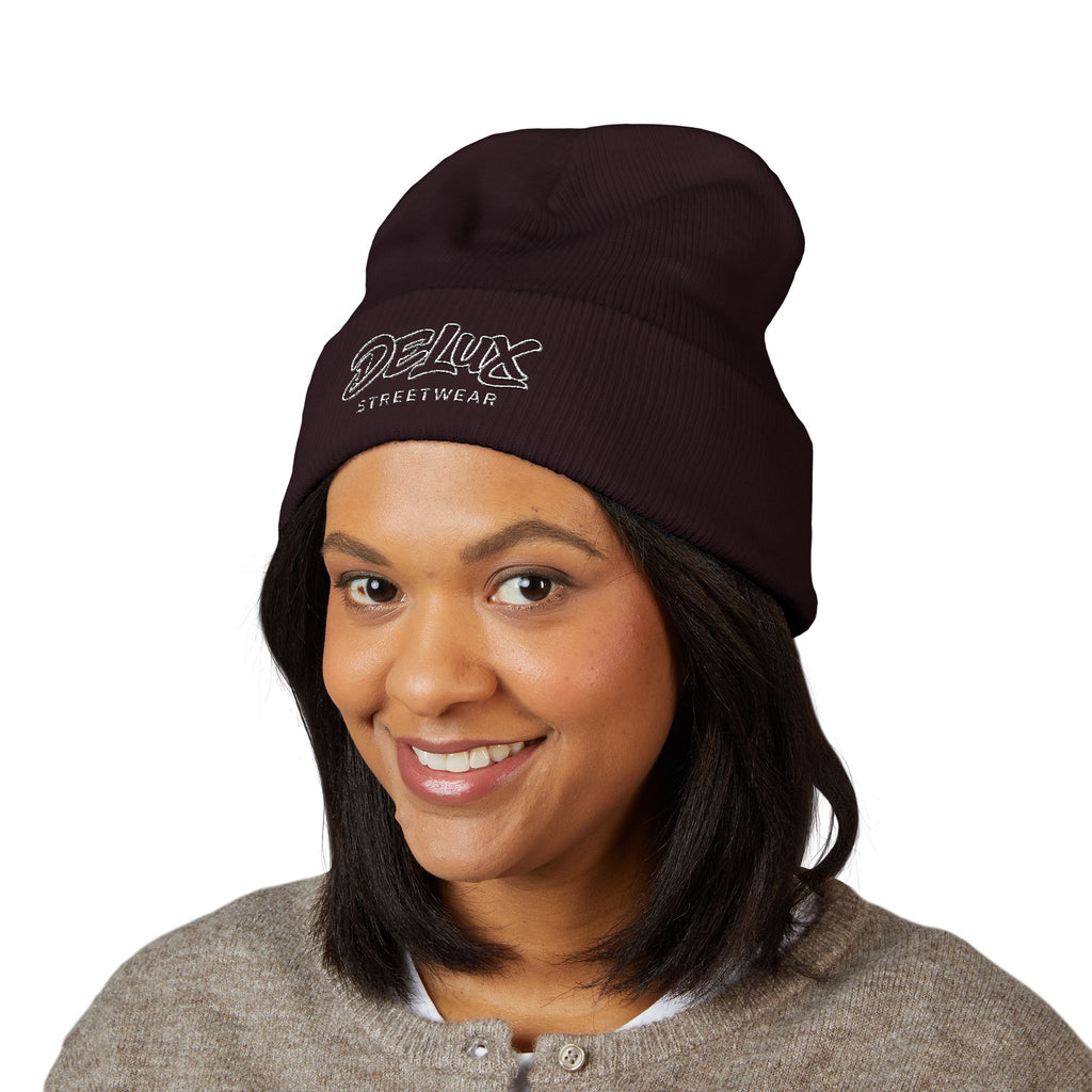 Delux Streetwear Embroidered Cuffed Beanie — Bold Knit Hat