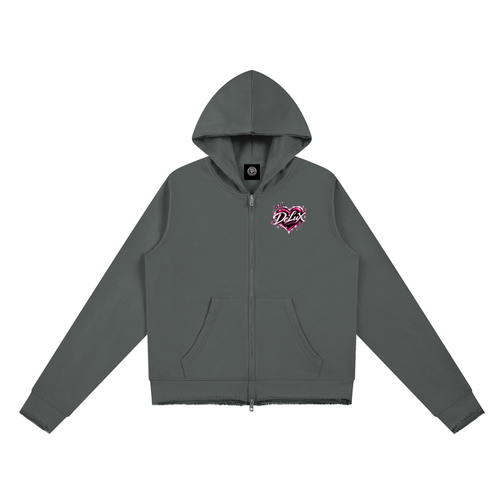 DeLuX Women’s Raw Edge Full Zip Hoodie