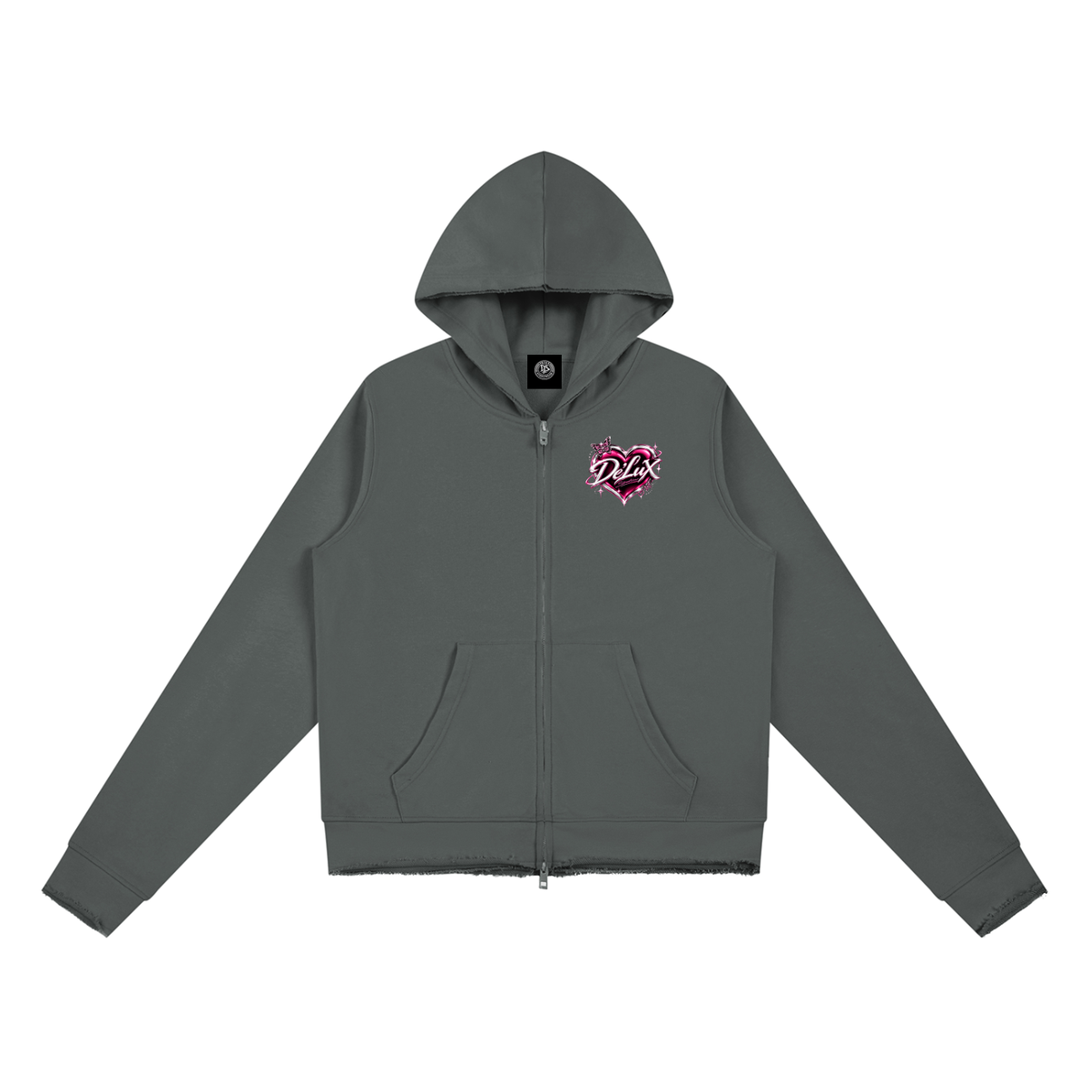 DeLuX Women’s Raw Edge Full Zip Hoodie