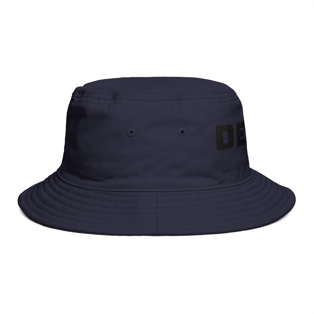 DELUX Brown Bucket Hat — Retro Logo Casual Sun Hat