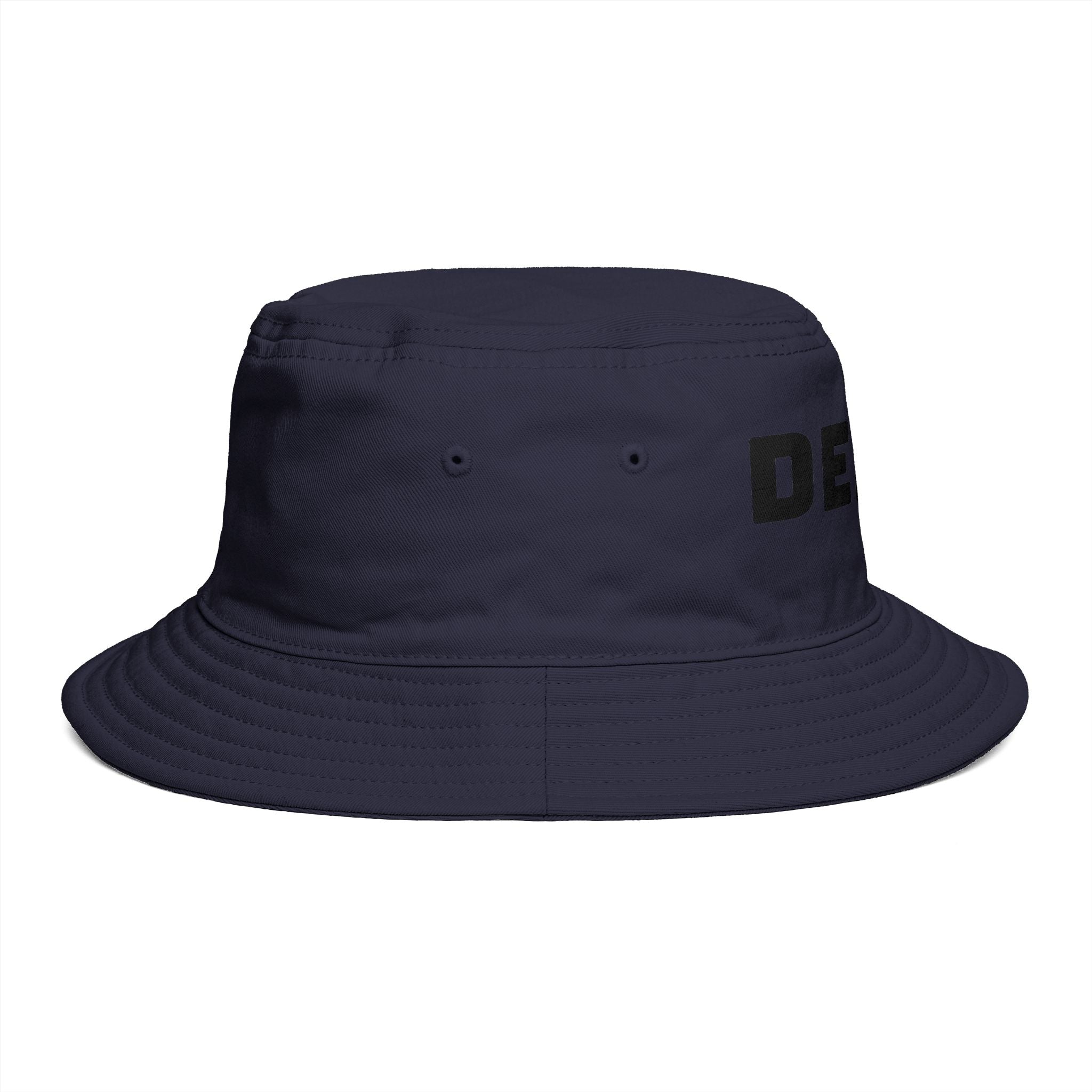 DELUX Brown Bucket Hat — Retro Logo Casual Sun Hat