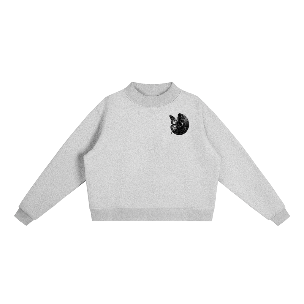 DeLuX Butterfly Essential Fleece Mock-Neck Crew Sweatshirt