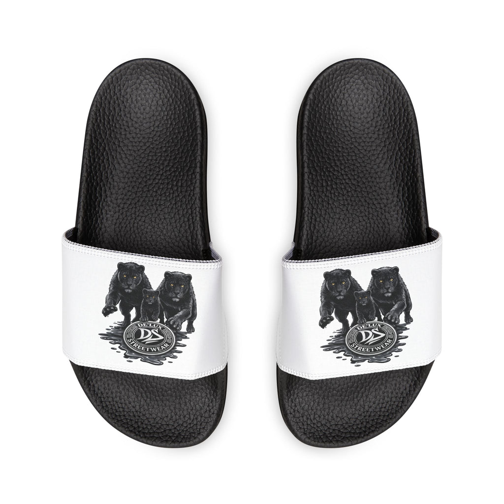Slide Sandals — Men's White DeLuX Logo Removable-Strap Slides