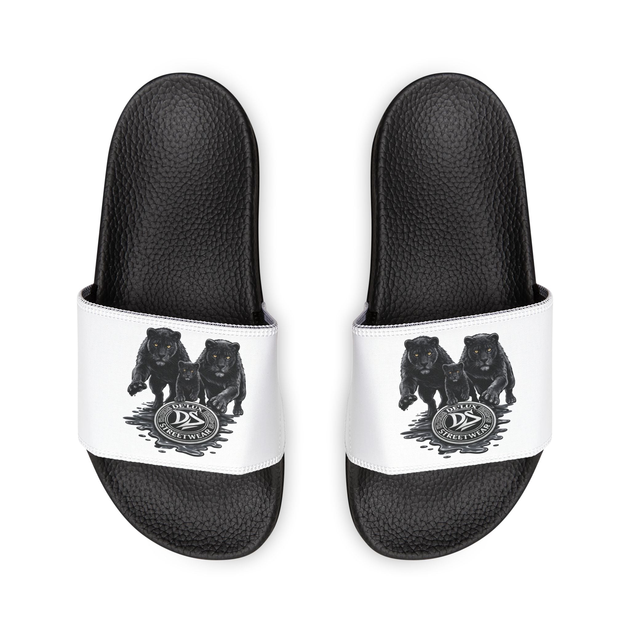 Slide Sandals — Men's White DeLuX Logo Removable-Strap Slides