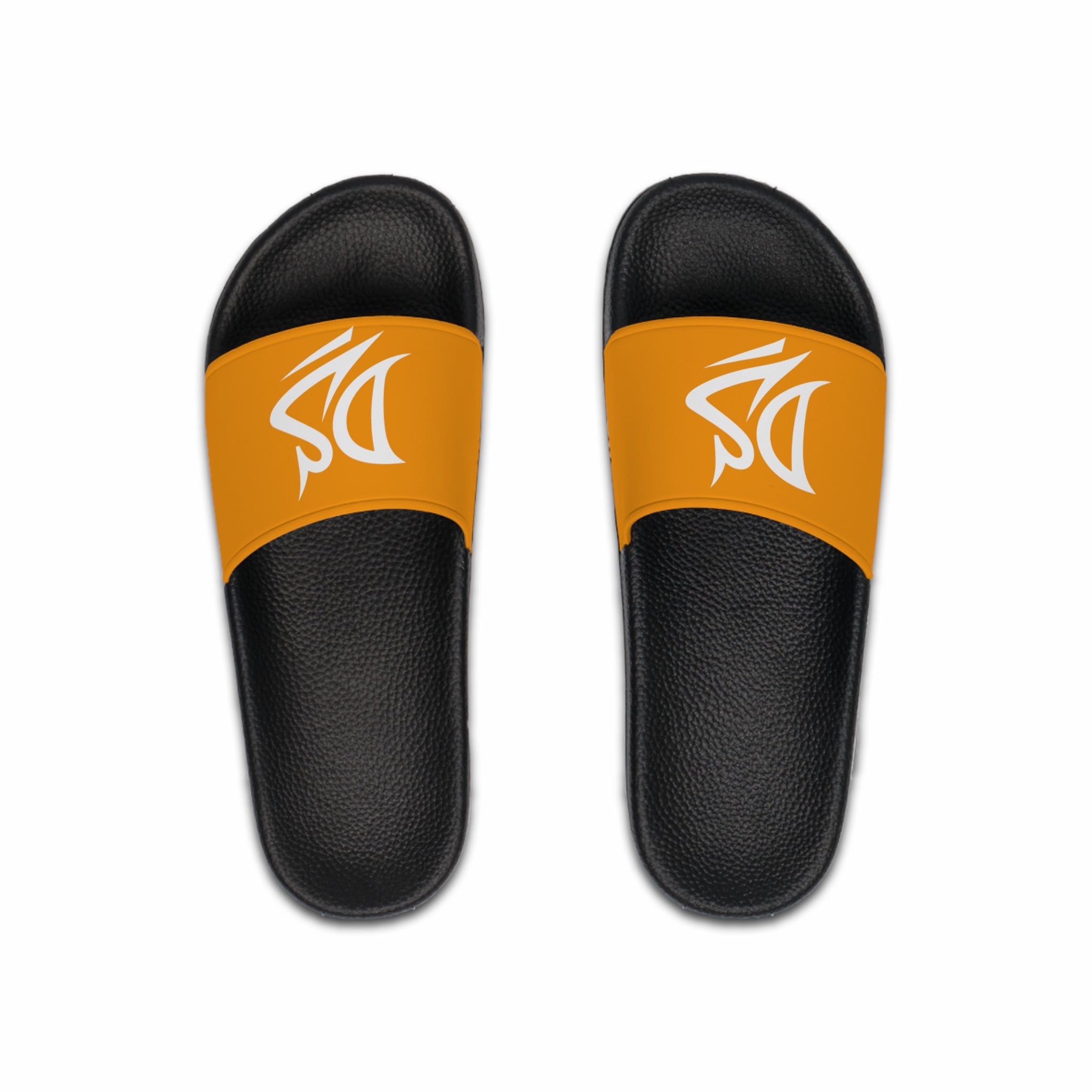 DeLUX Men's Black & White Logo Slide Sandals — Comfortable Pool, Beach & Casual Slides