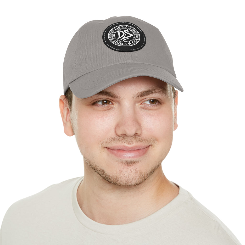 Deluxe Streetwear Leather Patch Dad Hat — Round Logo Cap