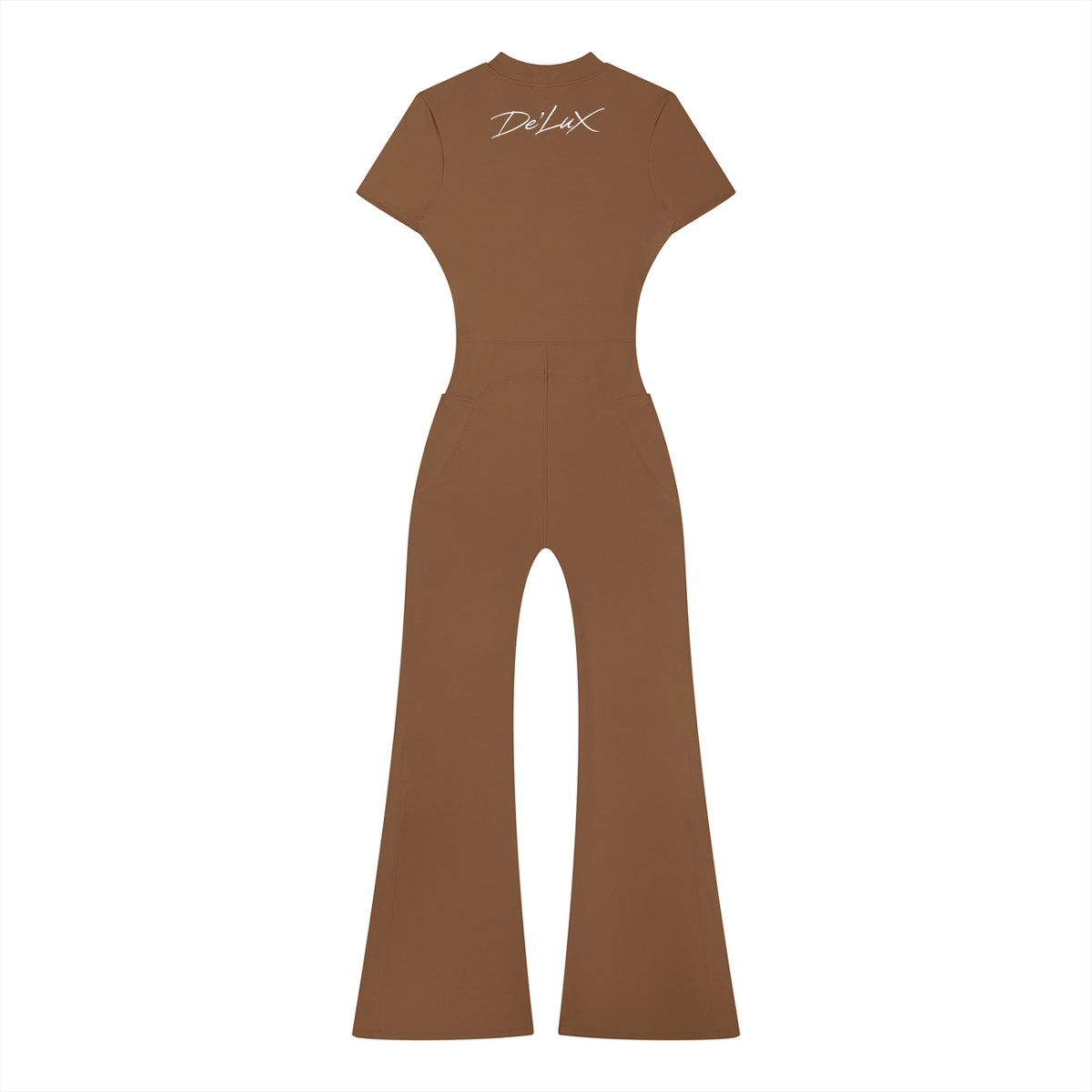 DeLuX Women’s Tight Flared Leg Quarter-Zip Jumpsuit