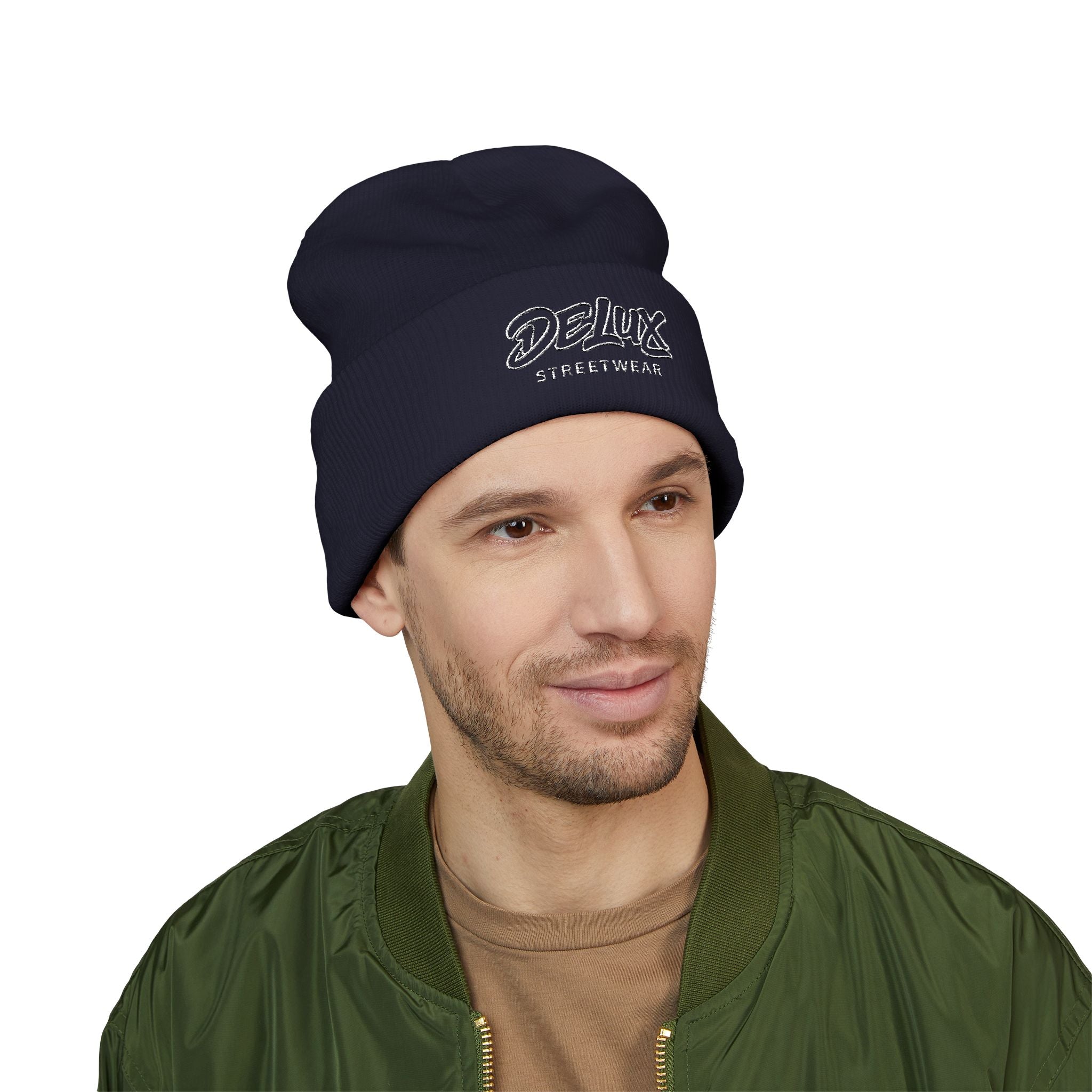 Delux Streetwear Embroidered Cuffed Beanie — Bold Knit Hat