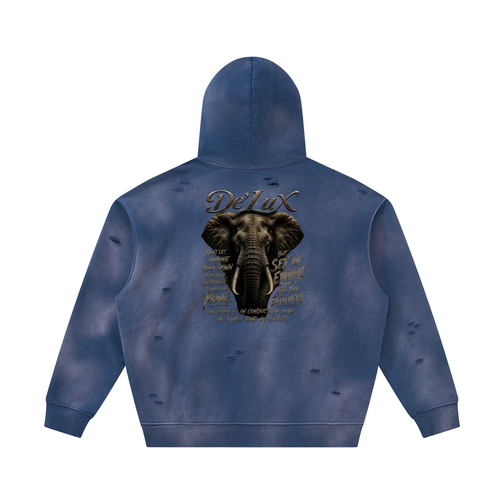 Elephant Sunfade Frayed Fleece Hoodie