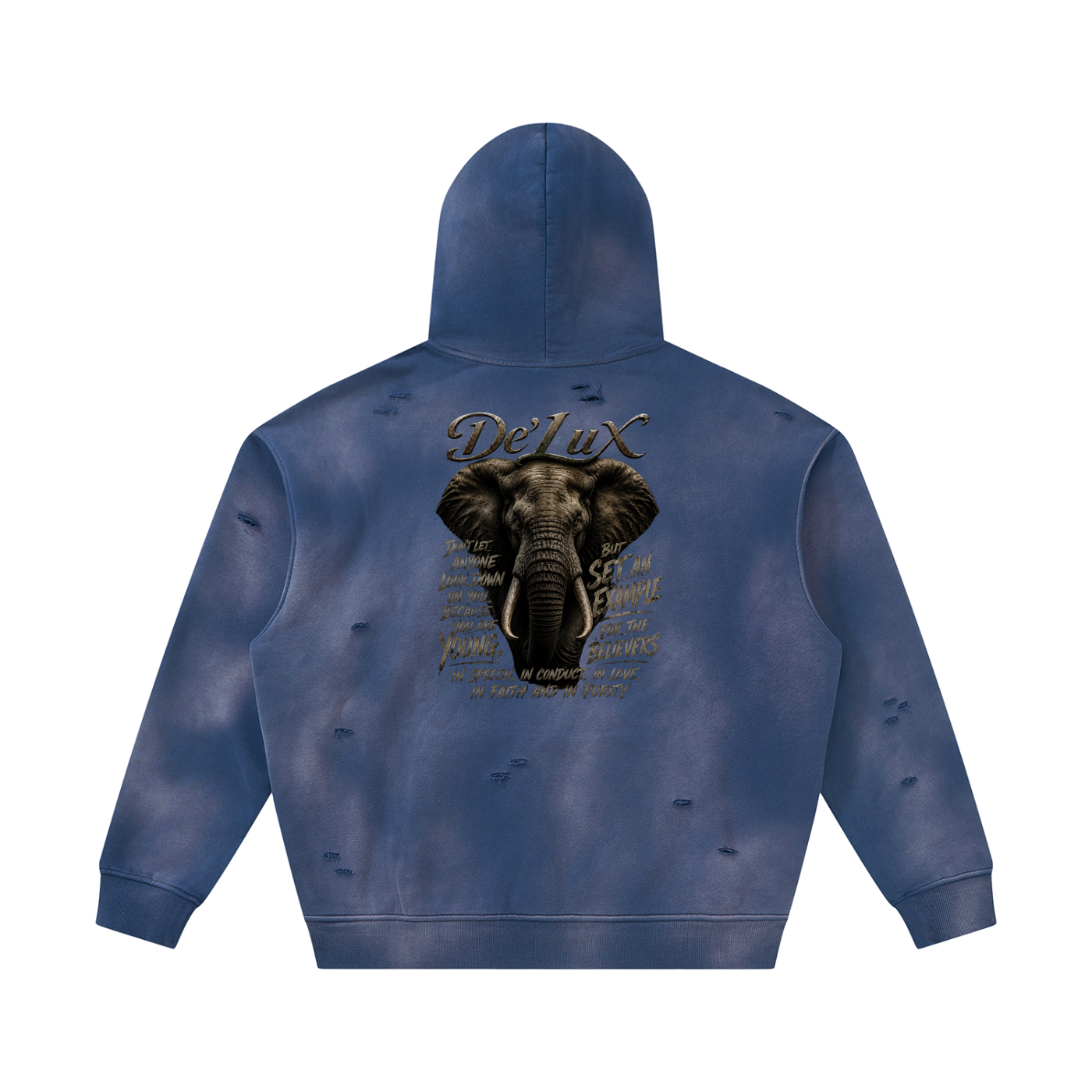 Elephant Sunfade Frayed Fleece Hoodie