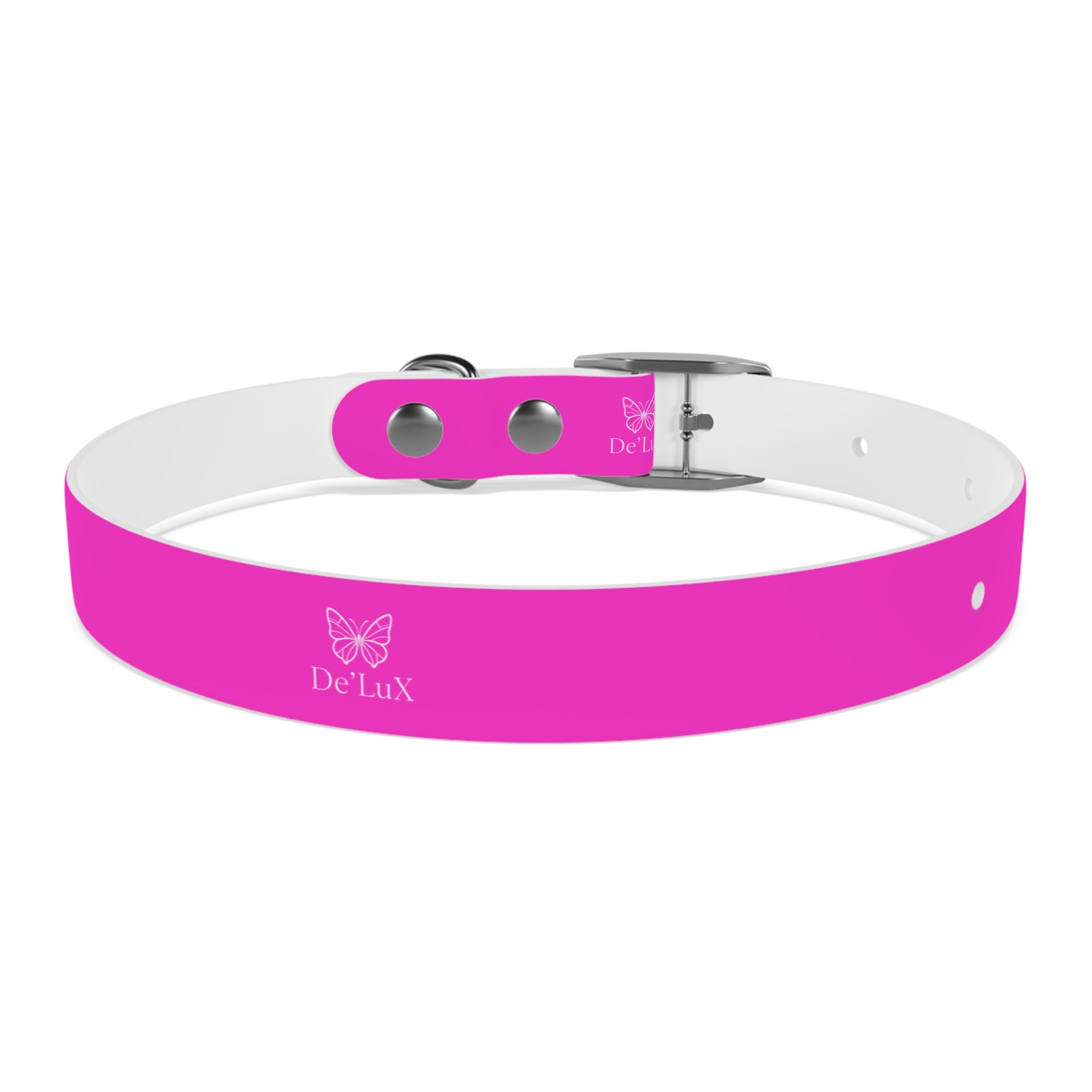 Bright Pink Dog Collar — De'Lux Butterfly Adjustable Pet Collar