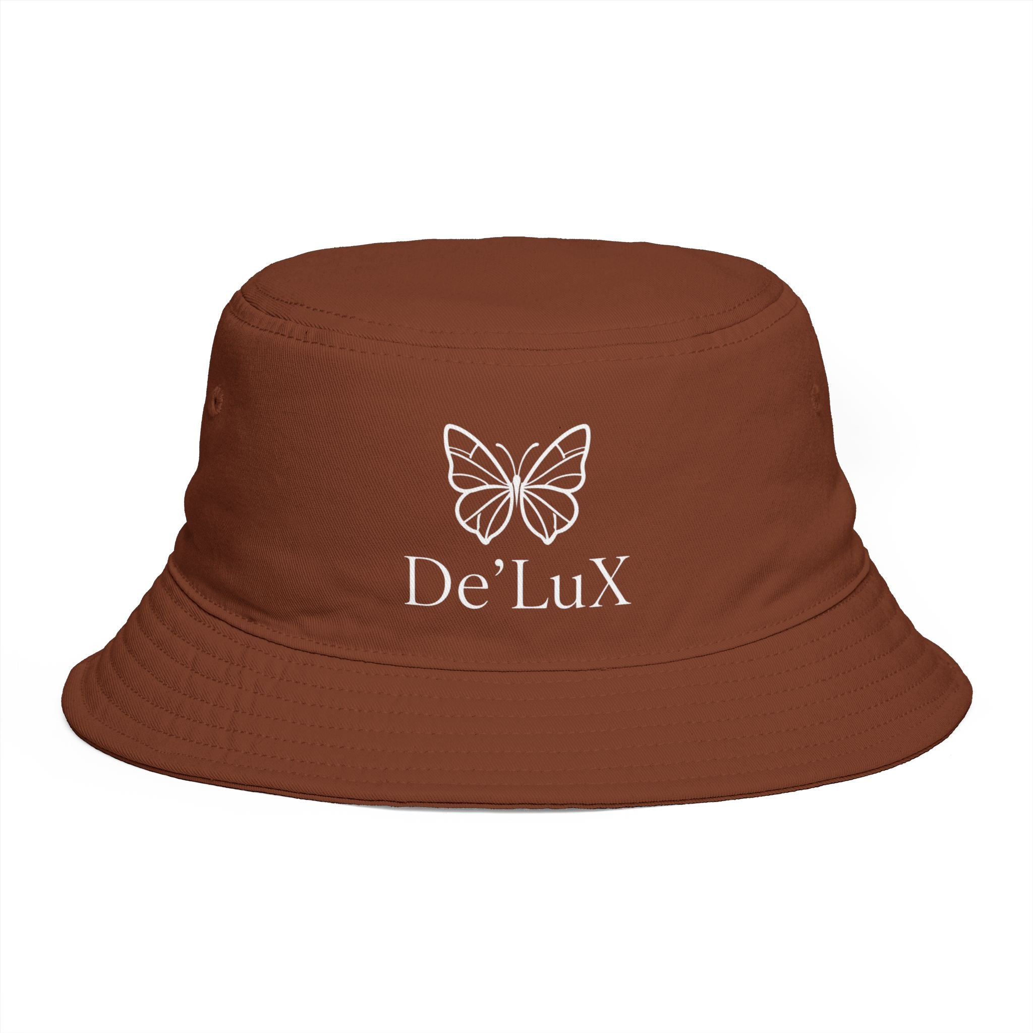 Women De’LuX Butterfly Bucket Hat — Embroidered Brown Fashion Hat