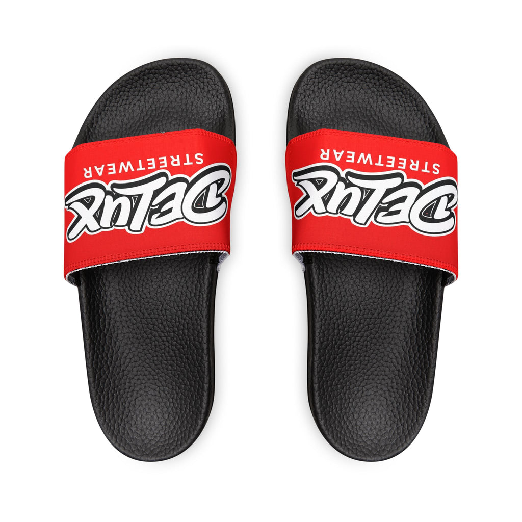 Youth Slide Sandals — Red "Delux Streetwear" Adjustable Strap