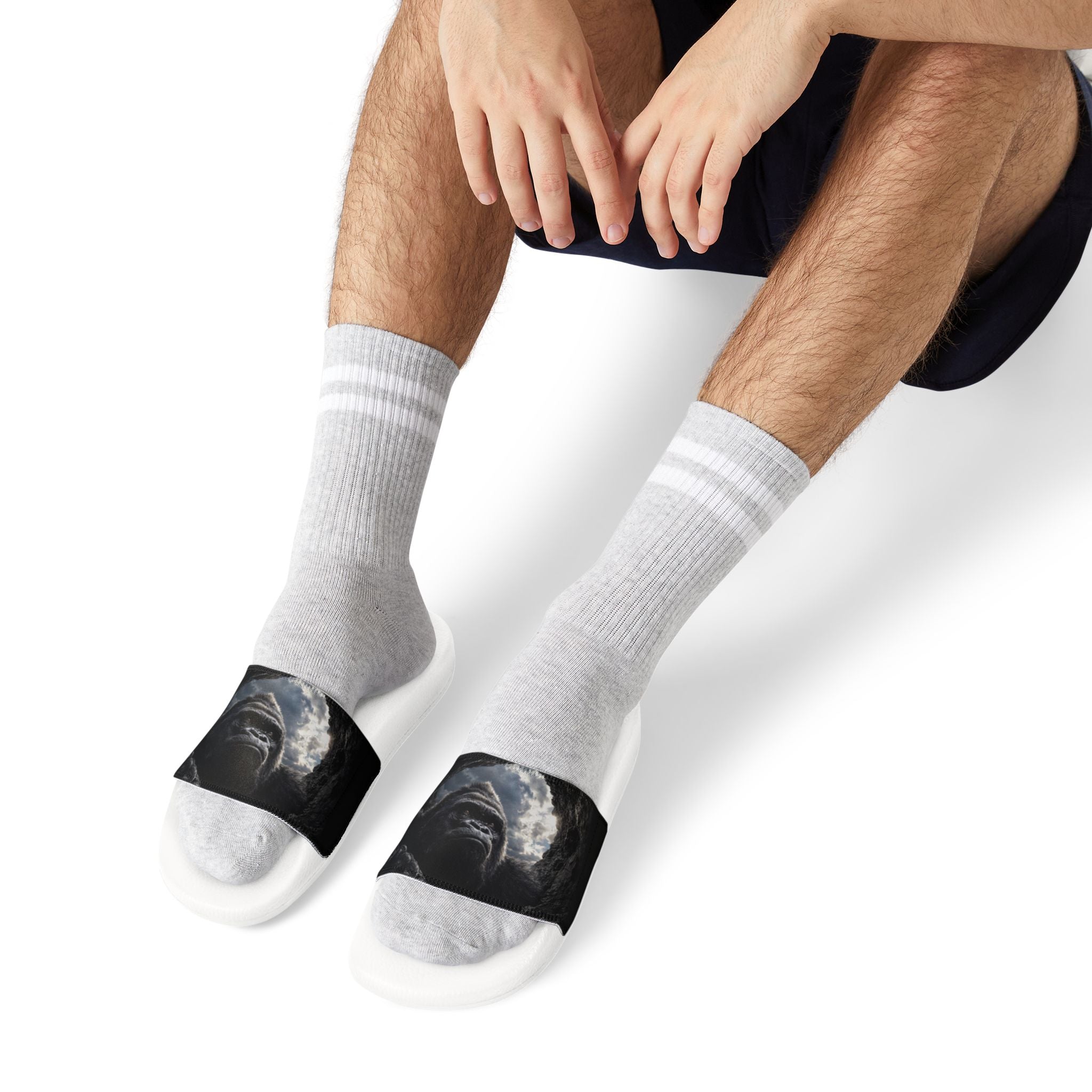 Men's Slide Sandals — Dark Moon Abstract Strap Design