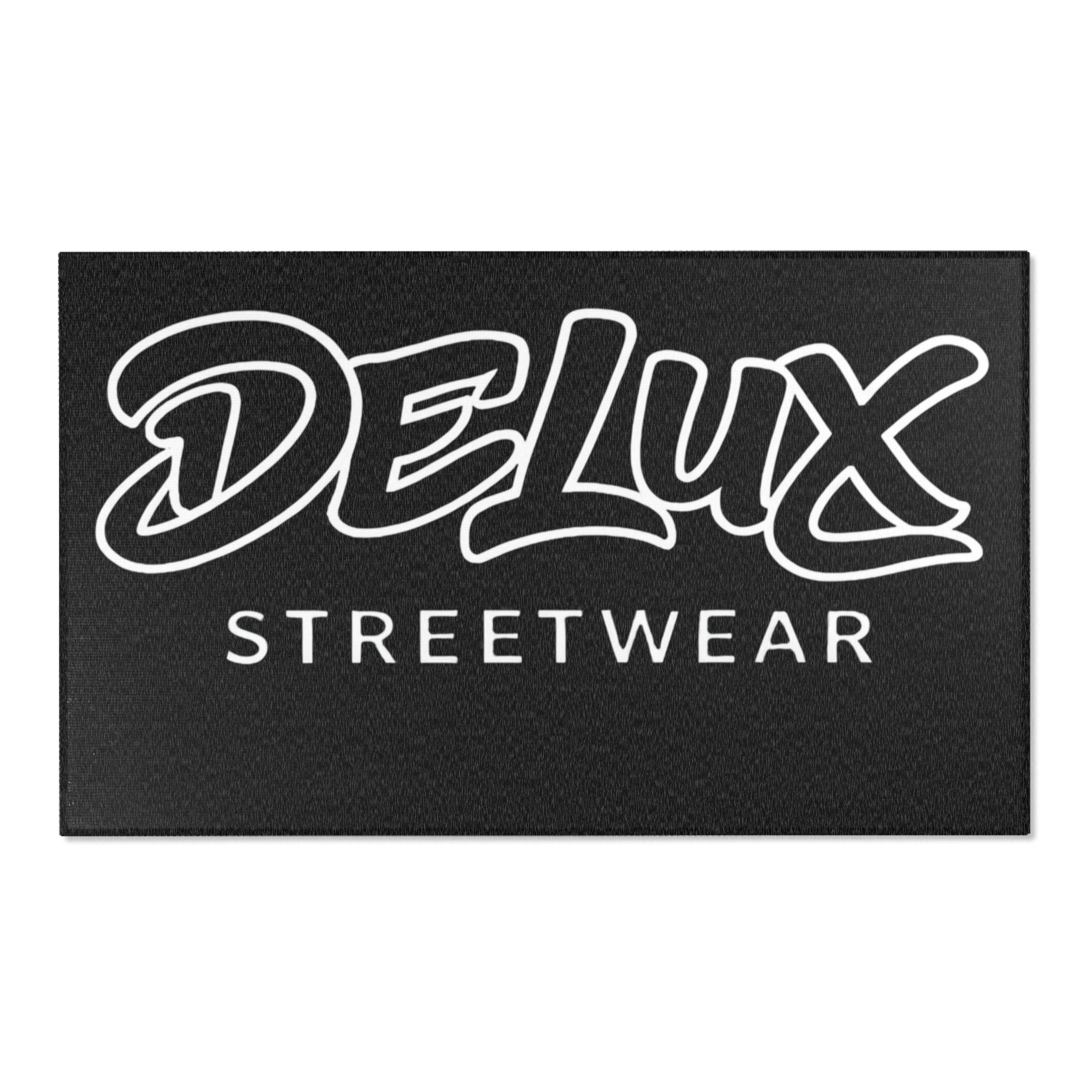 Delux Streetwear Black Logo Area Rug — Modern Urban Entryway Mat