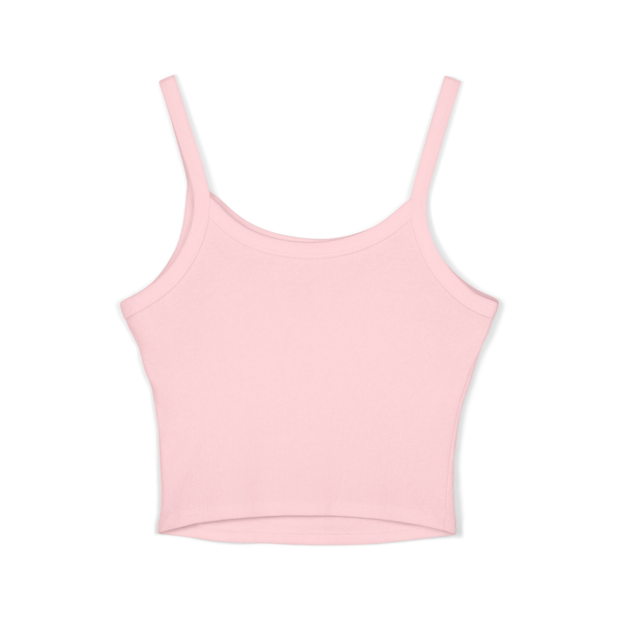 Delux Script Crop Tank Top — Women's White Spaghetti Strap Graphic
