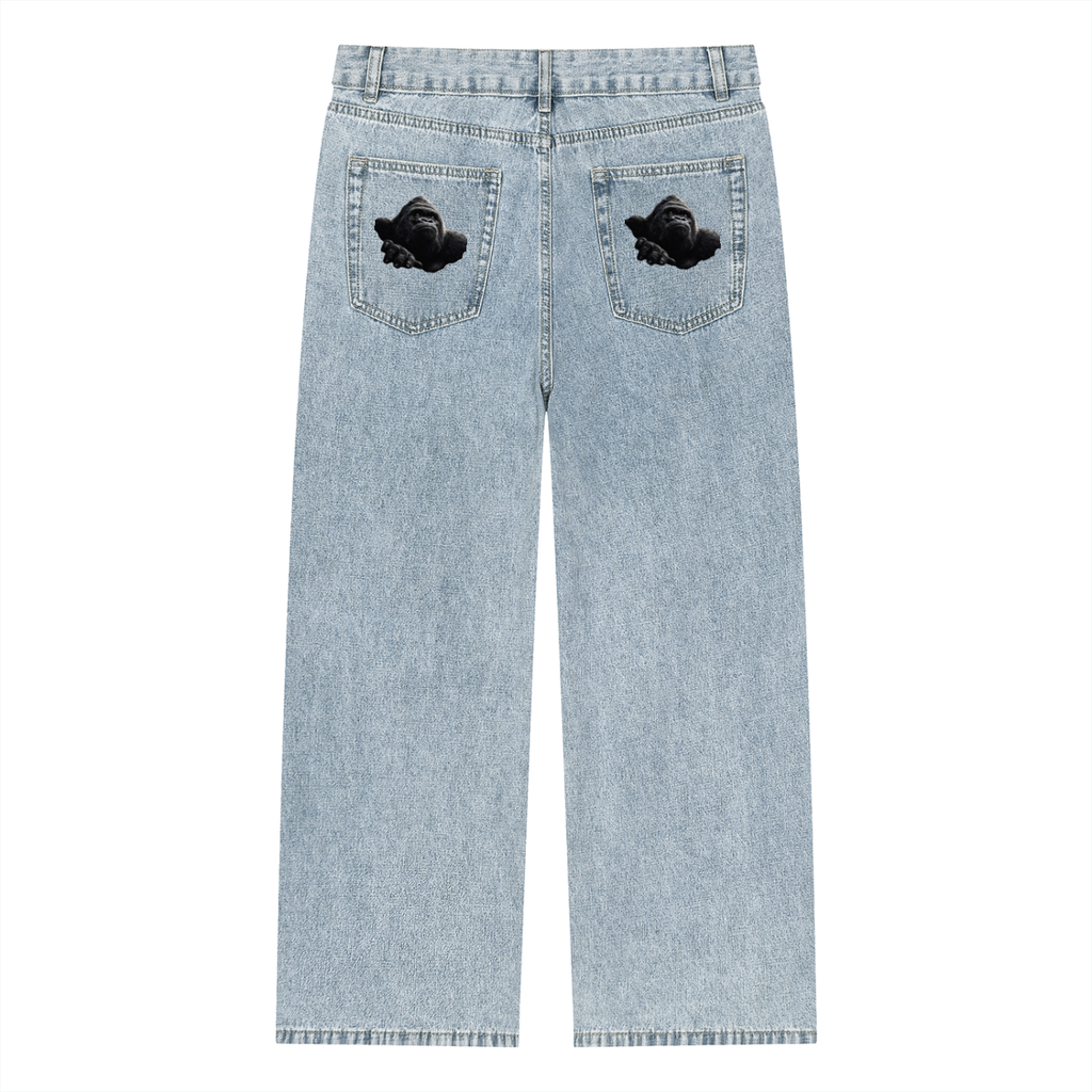 Unisex Vintage Wash Straight Leg Jeans