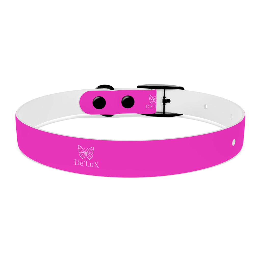 Bright Pink Dog Collar — De'Lux Butterfly Adjustable Pet Collar