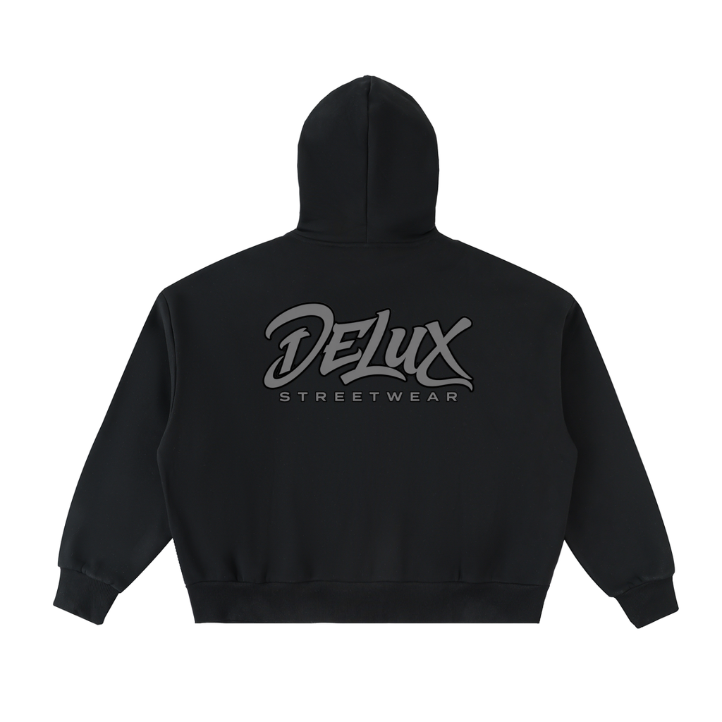 DeLuX Fleeced Full-Zip Boxy Hoodie