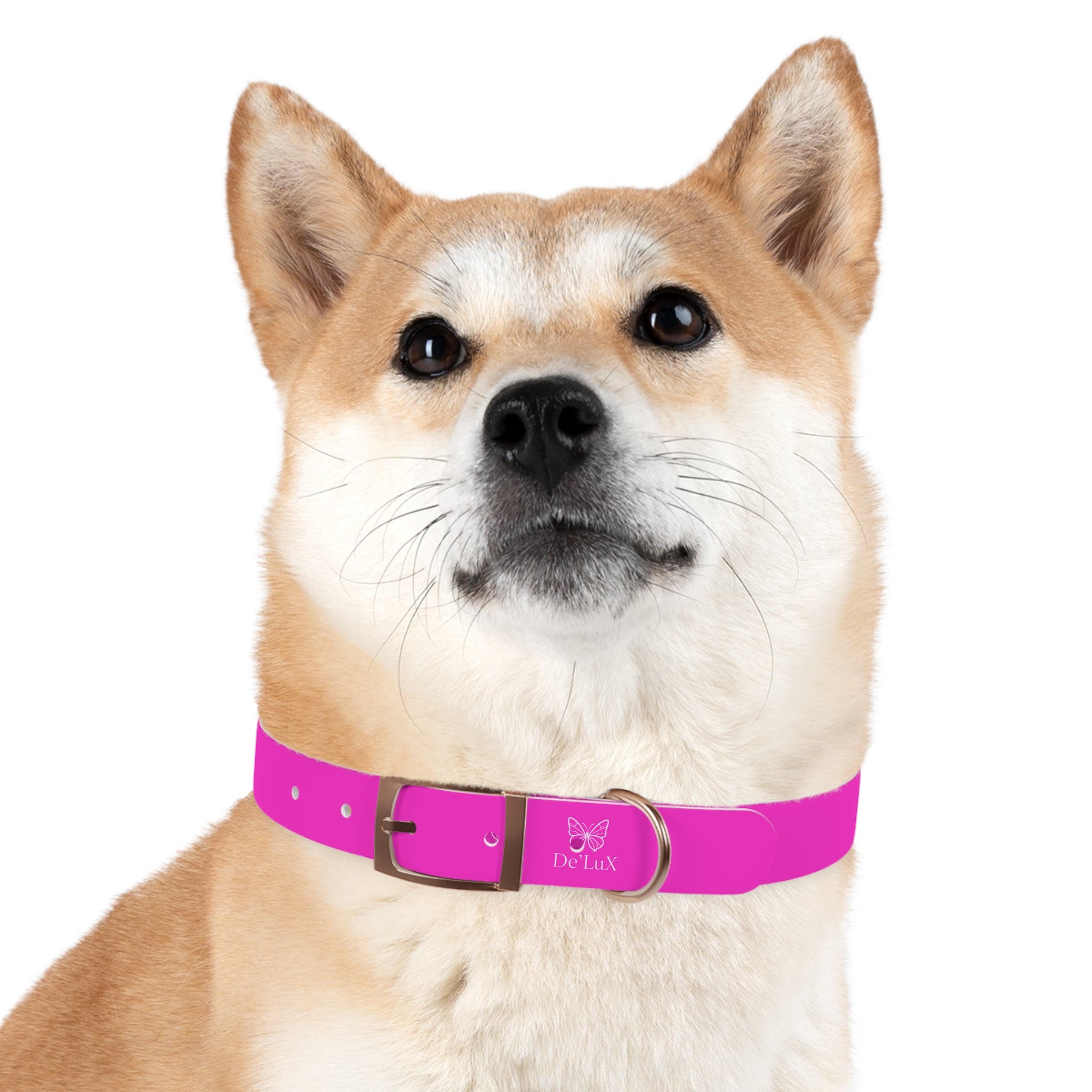 Bright Pink Dog Collar — De'Lux Butterfly Adjustable Pet Collar