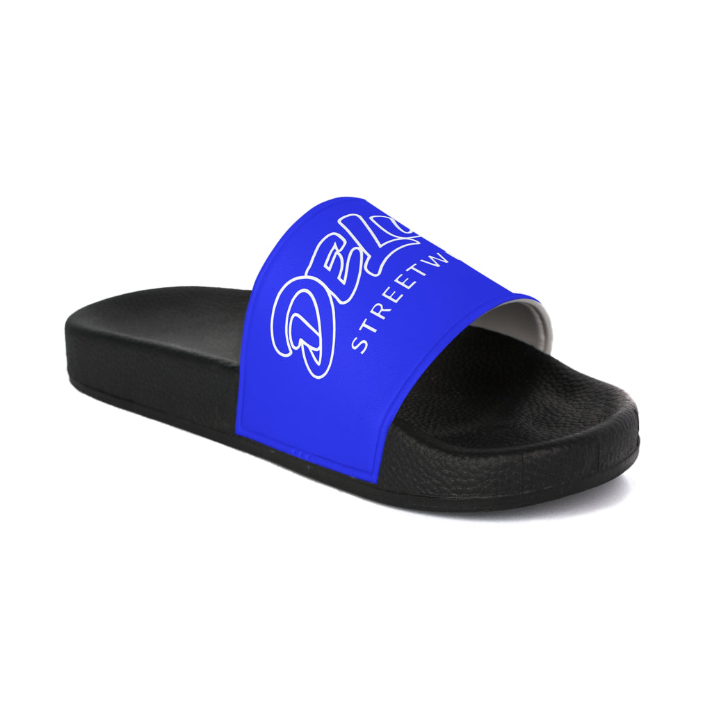 Women's Slide Sandals — DELUX Streetwear Blue Logo Slides