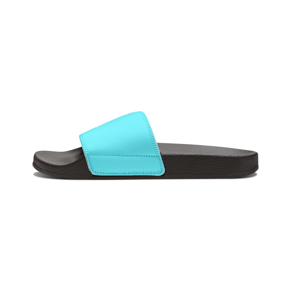 Women's Removable-Strap Slide Sandals — Personalized Aqua Slides with Bow Accent