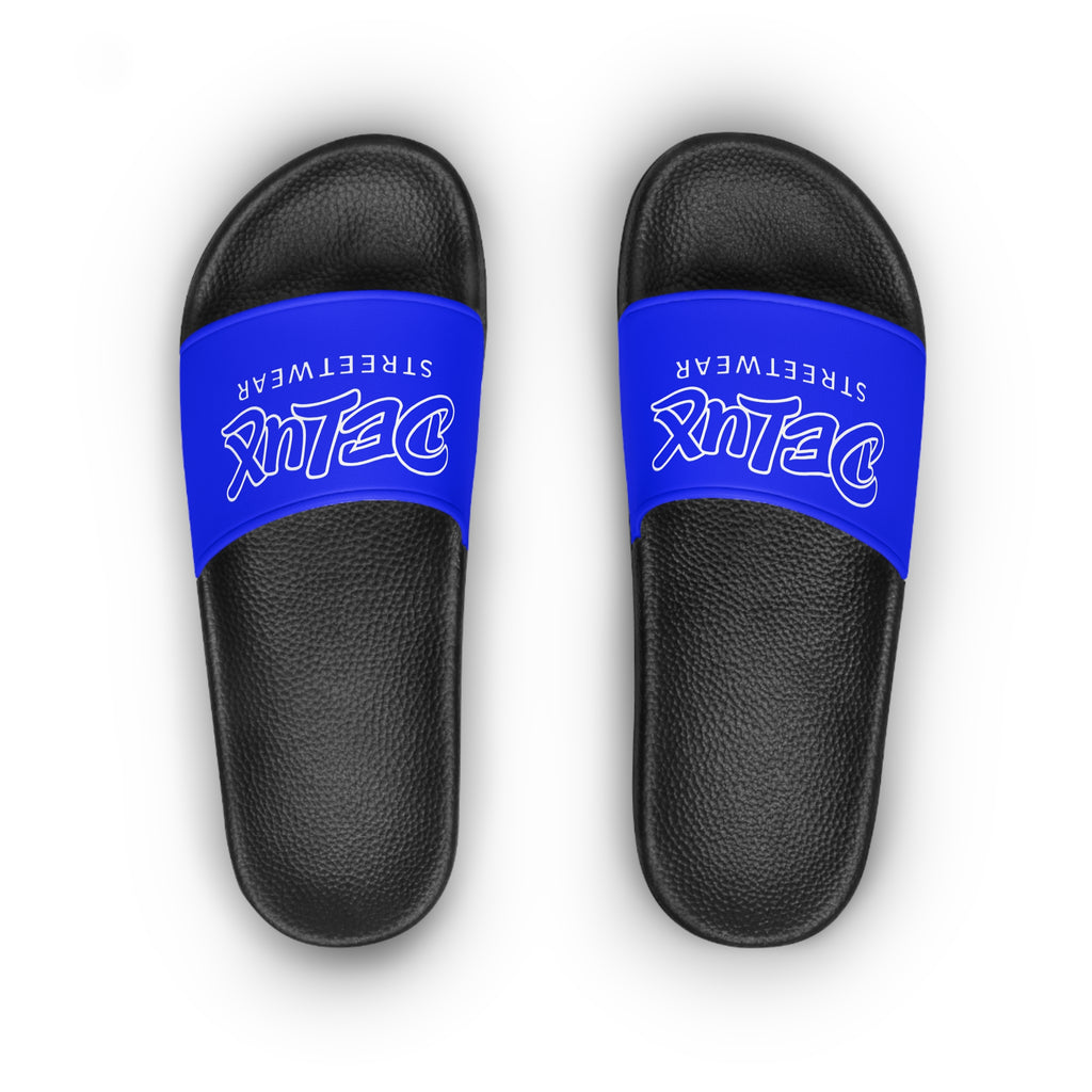 Women's Slide Sandals — DELUX Streetwear Blue Logo Slides