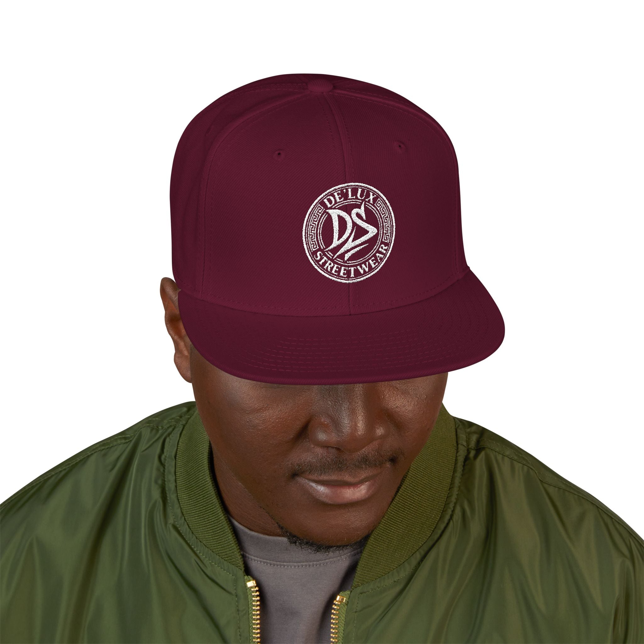 Embroidered Snapback Hat — Vintage Circle Logo Streetwear Cap