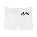 Delux Women's Shorts — Minimal White Athletic Shorts with 'DELUX' Text