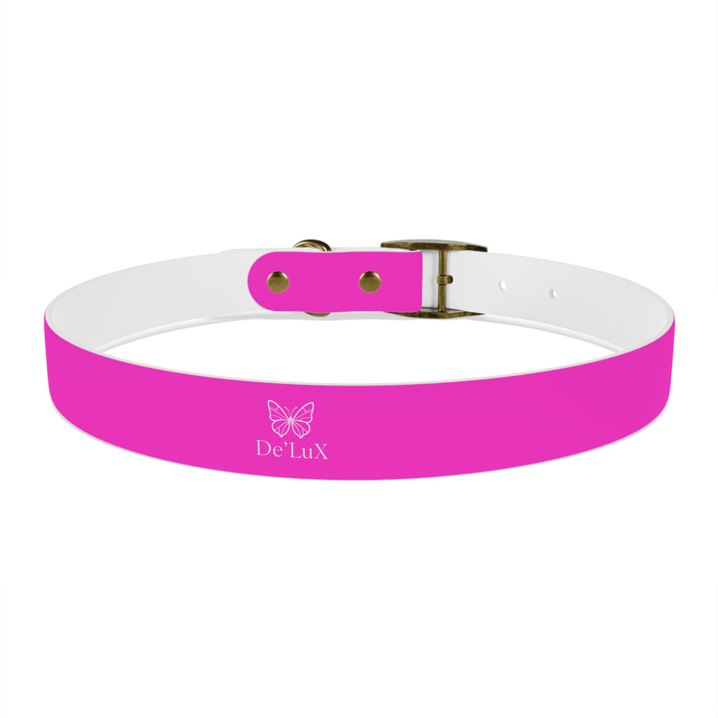 Bright Pink Dog Collar — De'Lux Butterfly Adjustable Pet Collar