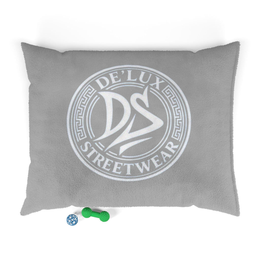 De'Lux Streetwear Logo Pet Bed – Plush Grey Dog & Cat Cushion