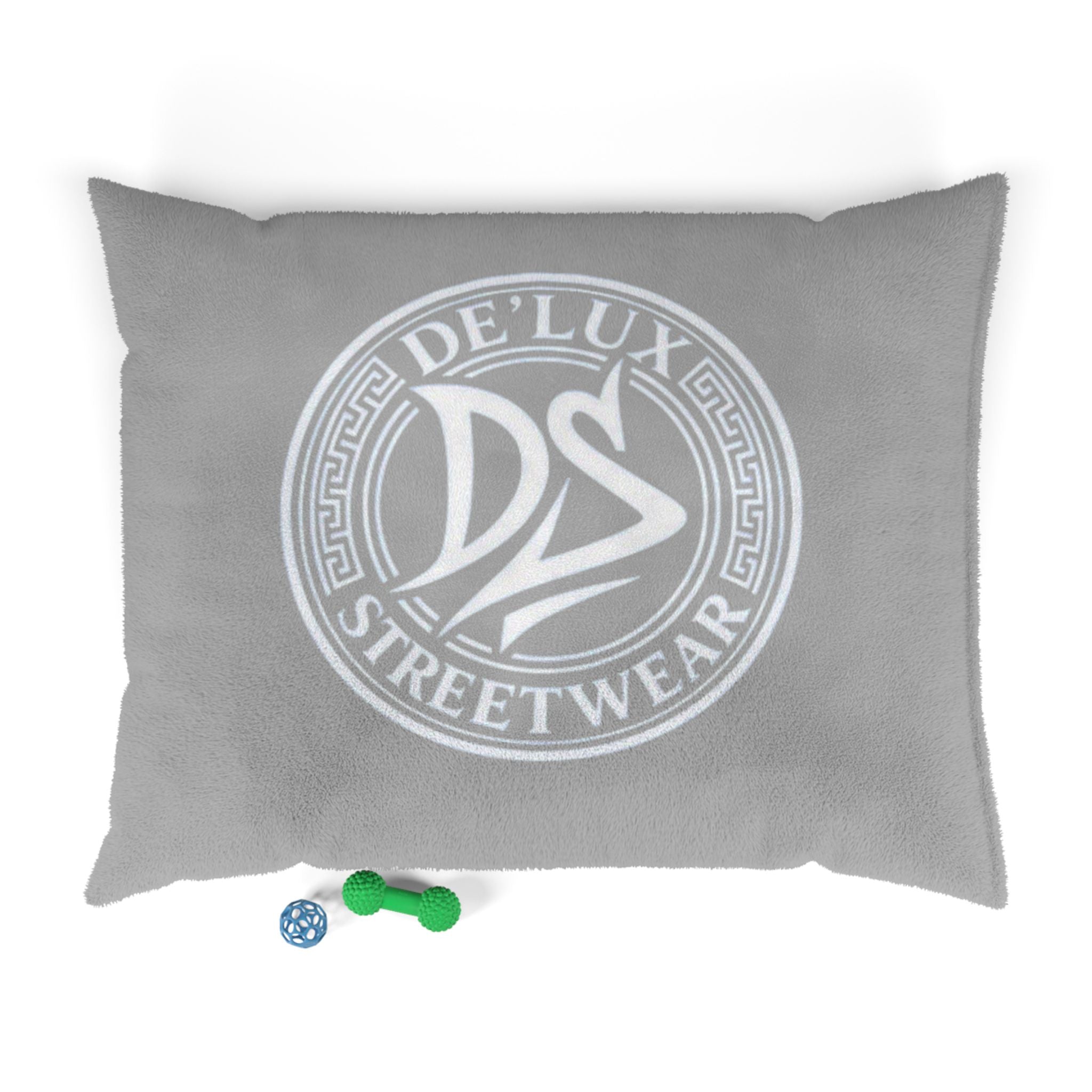De'Lux Streetwear Logo Pet Bed – Plush Grey Dog & Cat Cushion