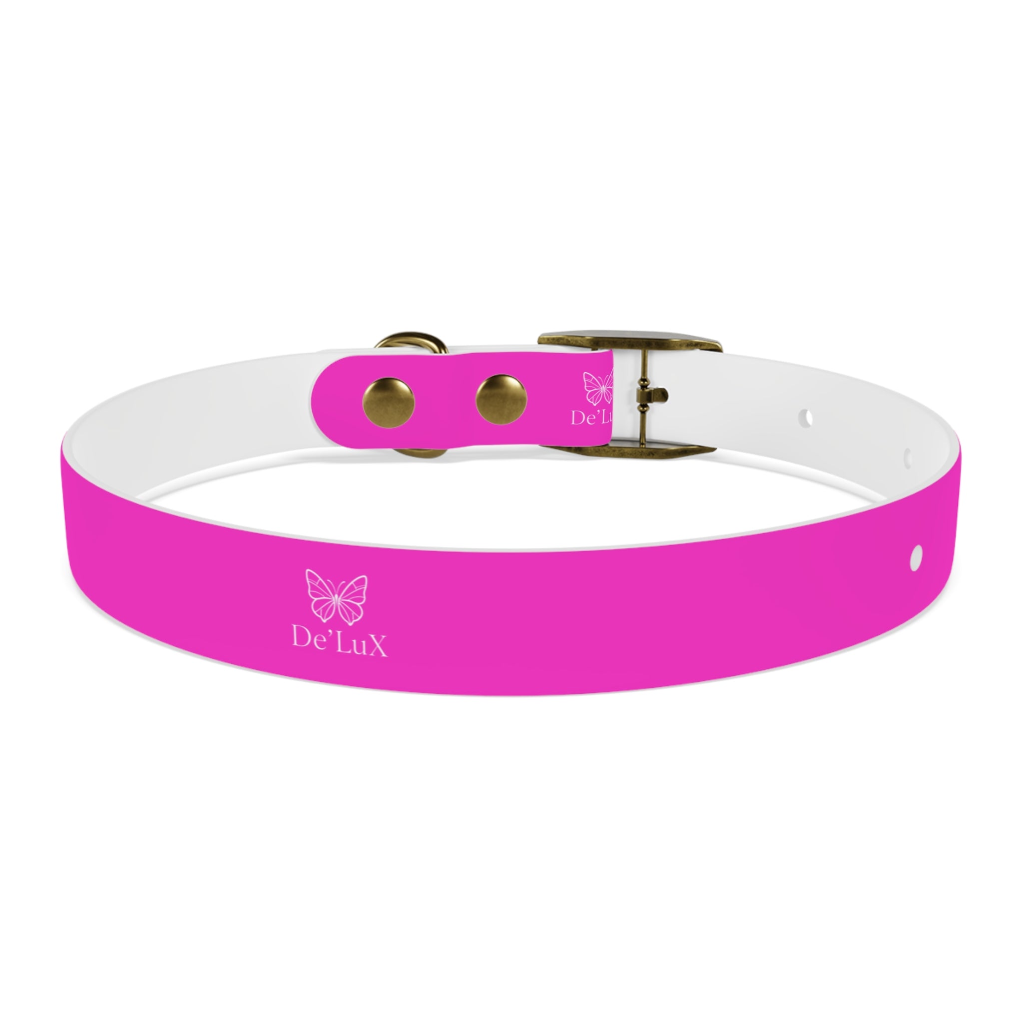 Bright Pink Dog Collar — De'Lux Butterfly Adjustable Pet Collar