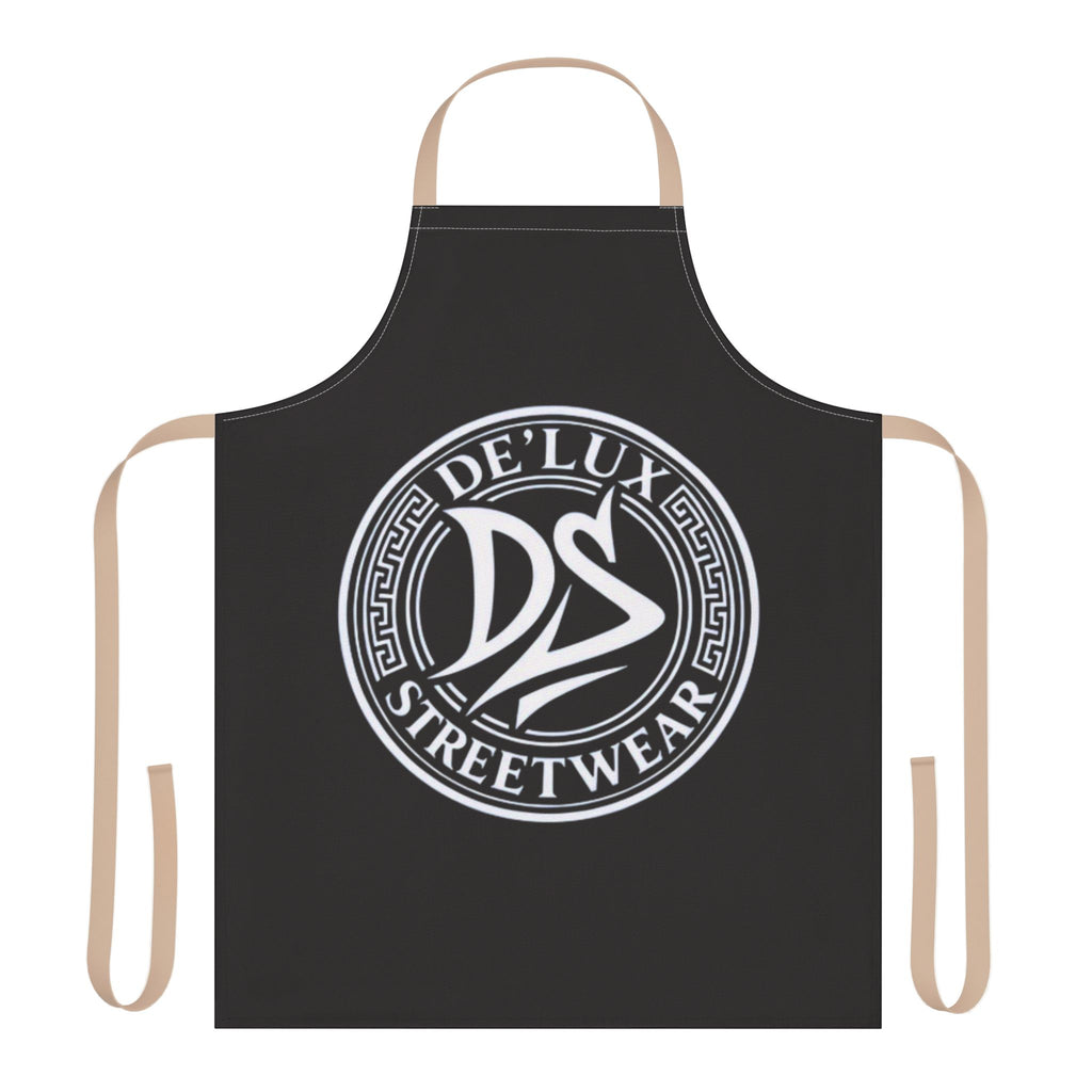 De'Lux Streetwear Logo Apron — Black Chef Apron with Bold Circular Emblem