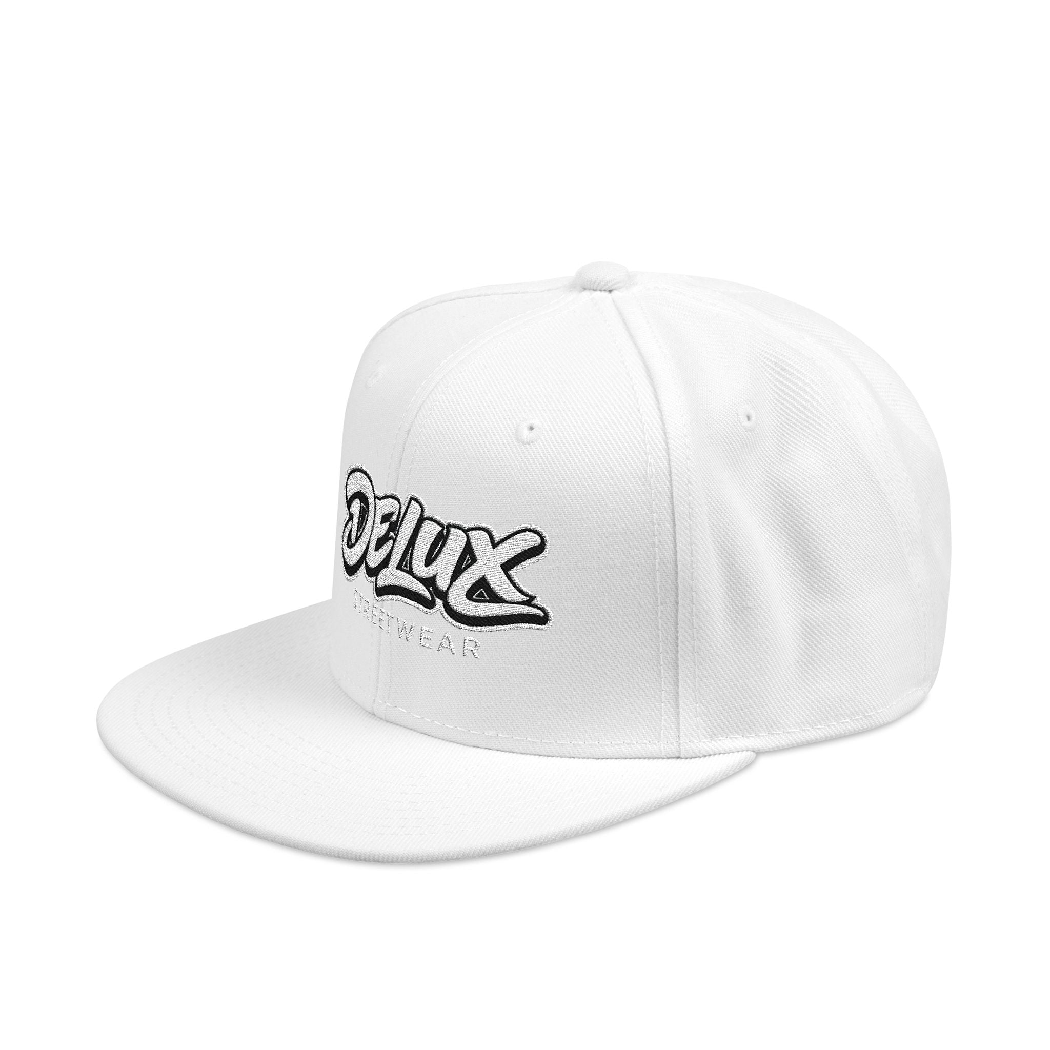 Mens Embroidered 'Delux' Snapback Cap – Streetwear Flat-Brim Hat