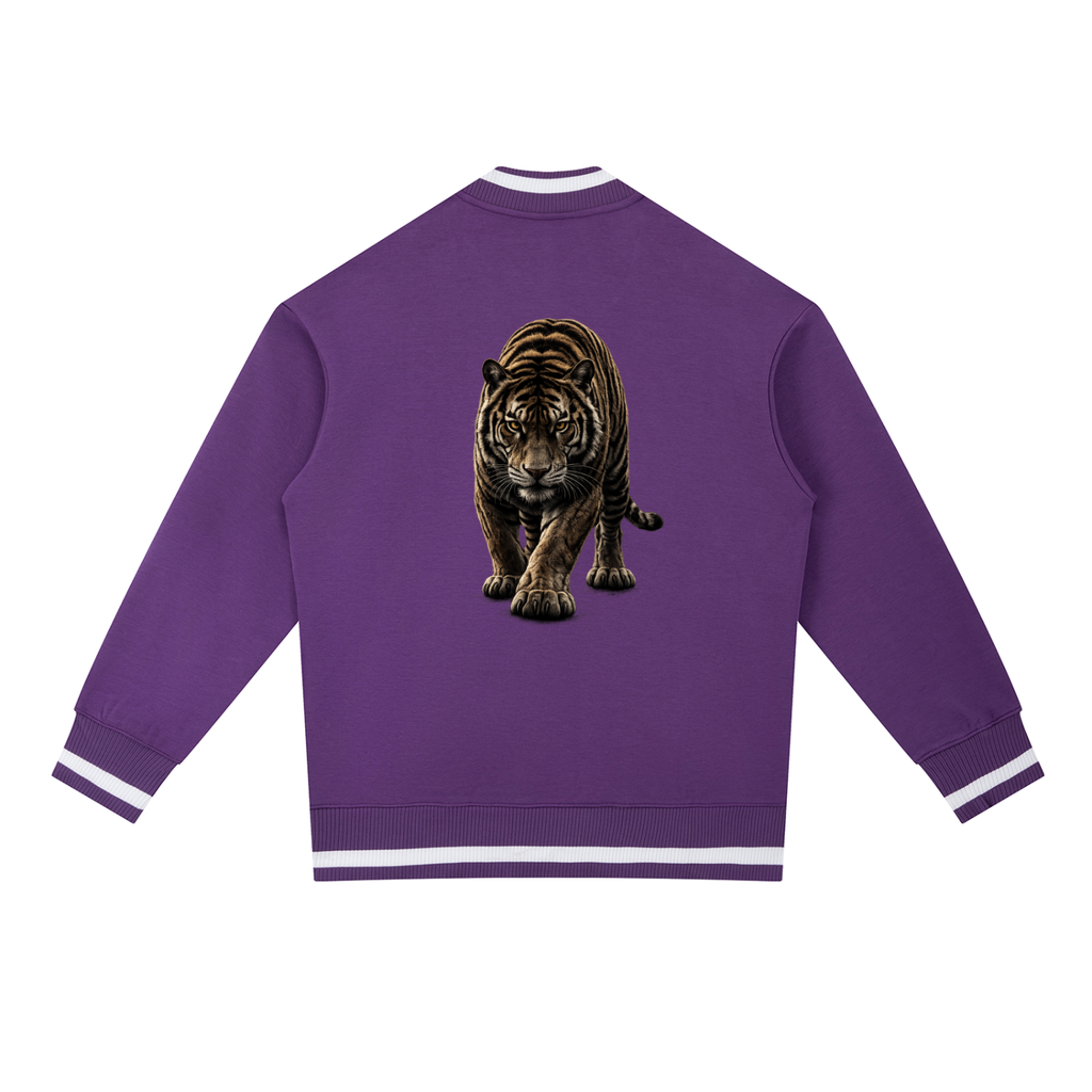Tiger Contrast Piping Zip Bomber Jacket