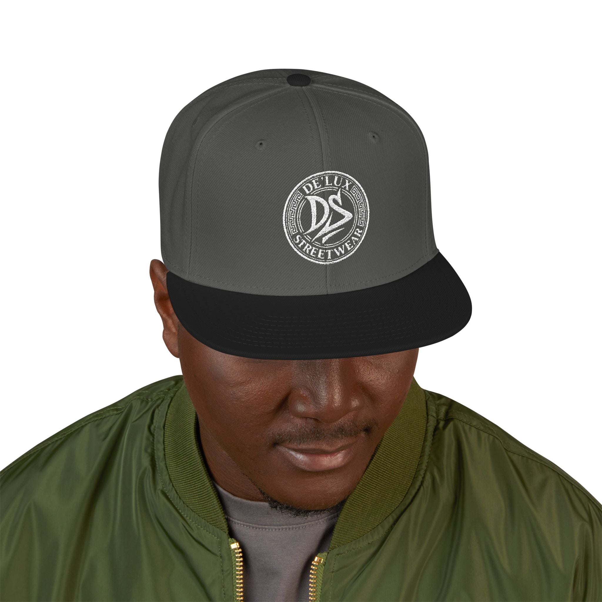 Embroidered Snapback Hat — Vintage Circle Logo Streetwear Cap