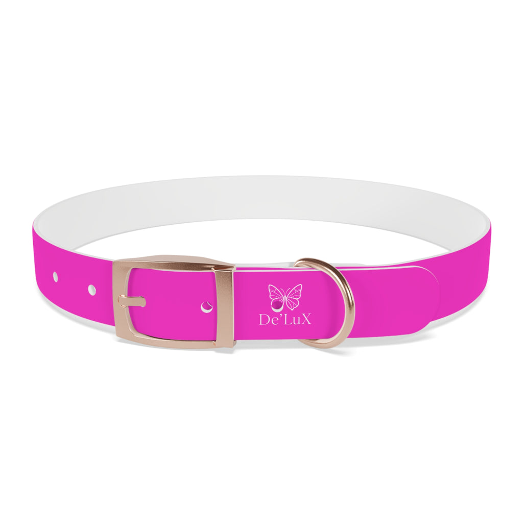 Bright Pink Dog Collar — De'Lux Butterfly Adjustable Pet Collar