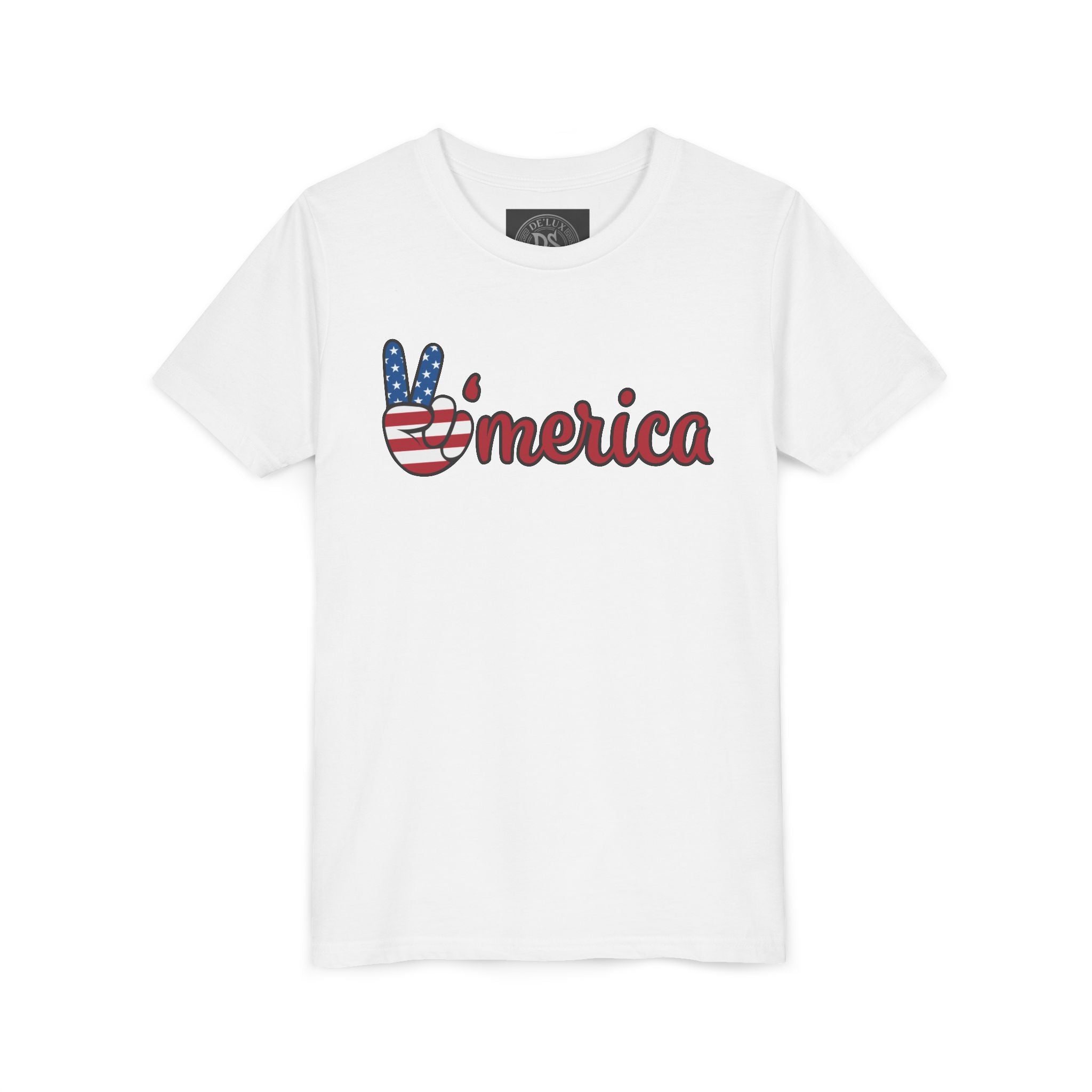 'Merica Peace Sign Youth Tee - Patriotic Fourth of July Kids Shirt