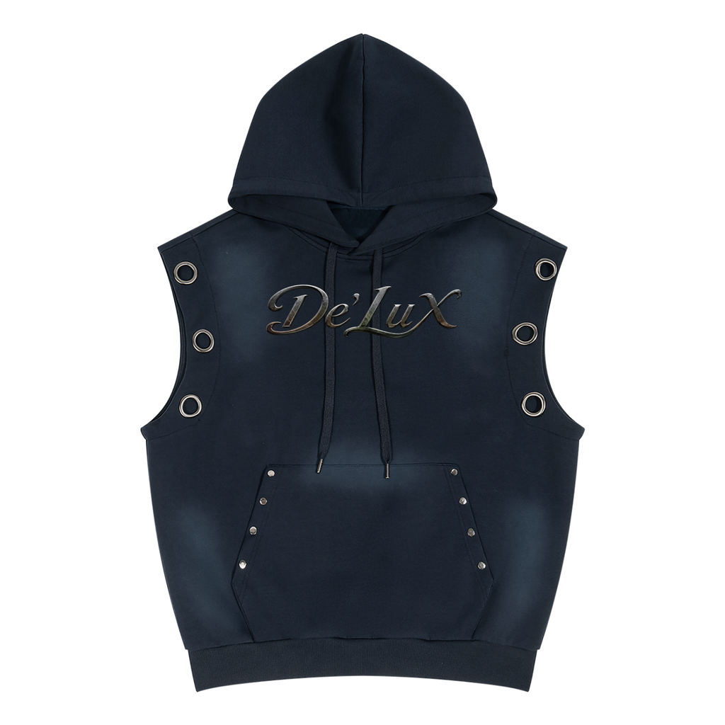 DeLuX Vintage Wash Sun Fade Sleeveless Hoodie